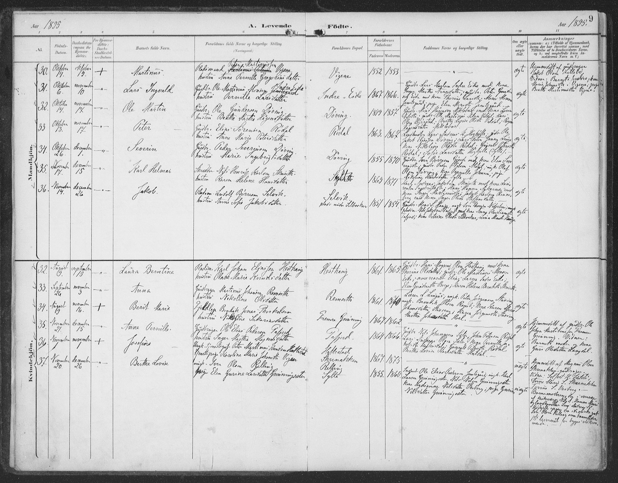 Ministerialprotokoller, klokkerbøker og fødselsregistre - Møre og Romsdal, AV/SAT-A-1454/519/L0256: Parish register (official) no. 519A15, 1895-1912, p. 9