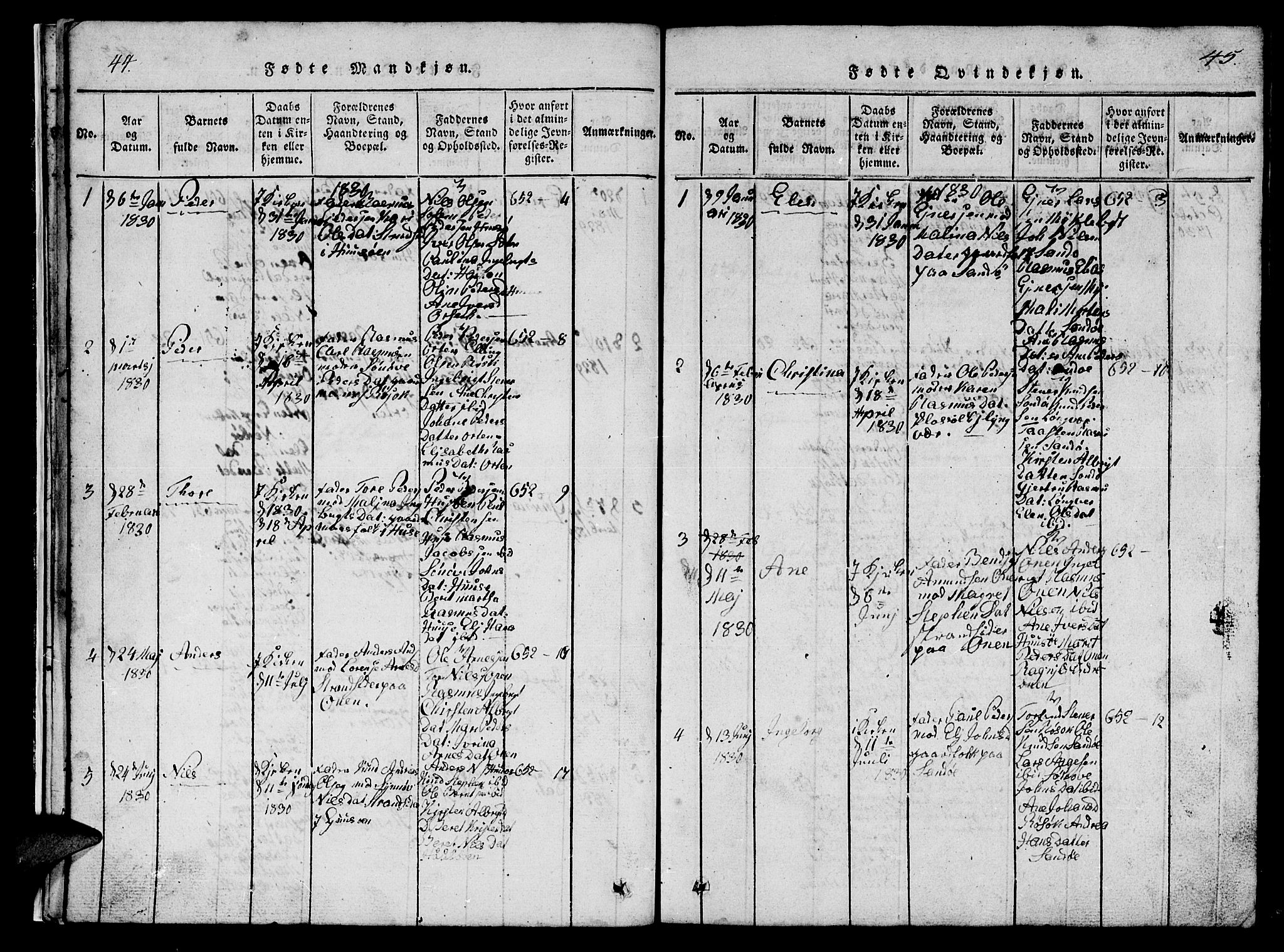 Ministerialprotokoller, klokkerbøker og fødselsregistre - Møre og Romsdal, AV/SAT-A-1454/561/L0731: Parish register (copy) no. 561C01, 1817-1867, p. 44-45