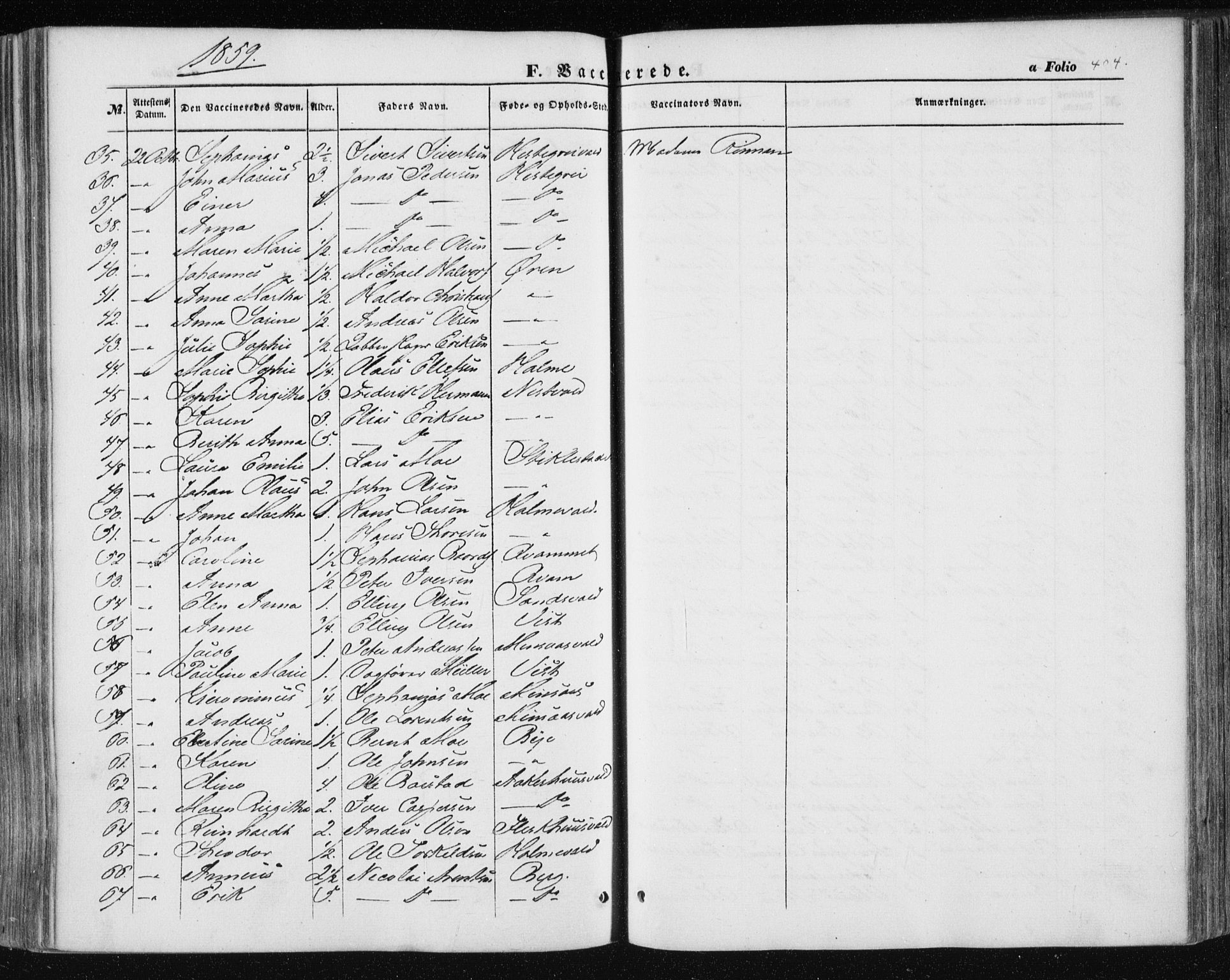 Ministerialprotokoller, klokkerbøker og fødselsregistre - Nord-Trøndelag, SAT/A-1458/723/L0240: Parish register (official) no. 723A09, 1852-1860, p. 404