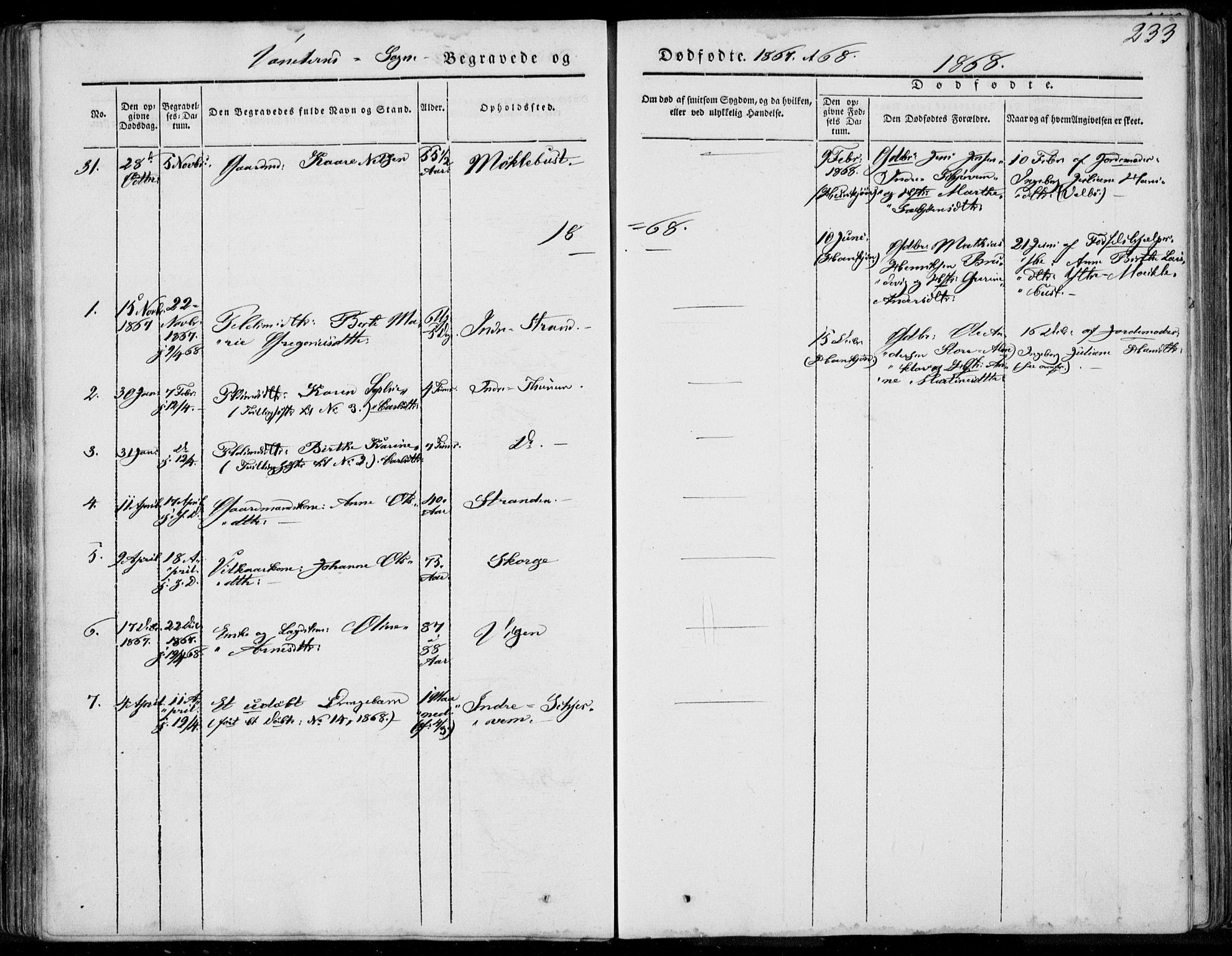 Ministerialprotokoller, klokkerbøker og fødselsregistre - Møre og Romsdal, AV/SAT-A-1454/501/L0006: Parish register (official) no. 501A06, 1844-1868, p. 233