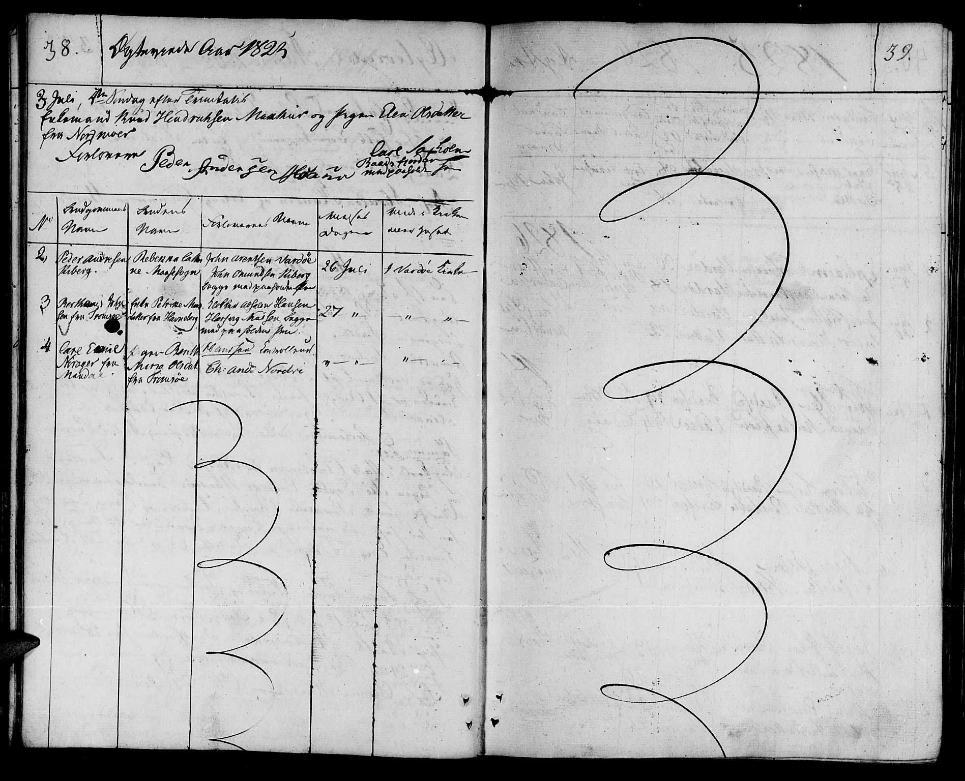 Vardø sokneprestkontor, SATØ/S-1332/H/Ha/L0002kirke: Parish register (official) no. 2, 1805-1842, p. 38-39