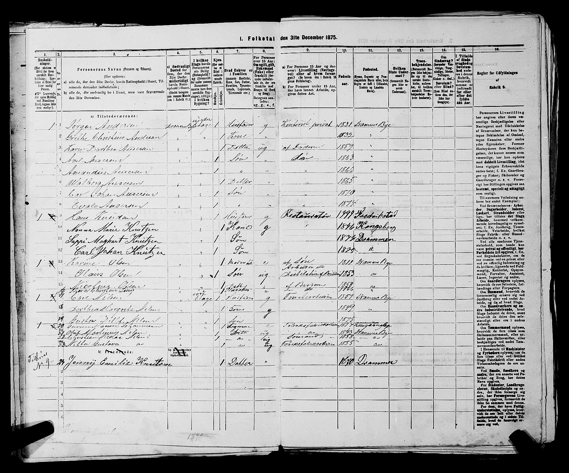 SAKO, 1875 census for 0602 Drammen, 1875, p. 681