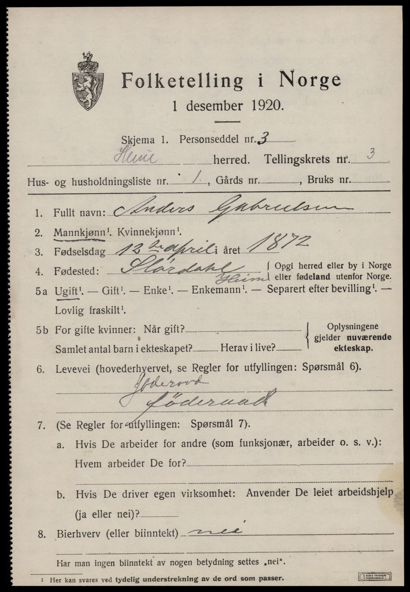 SAT, 1920 census for Heim, 1920, p. 1915