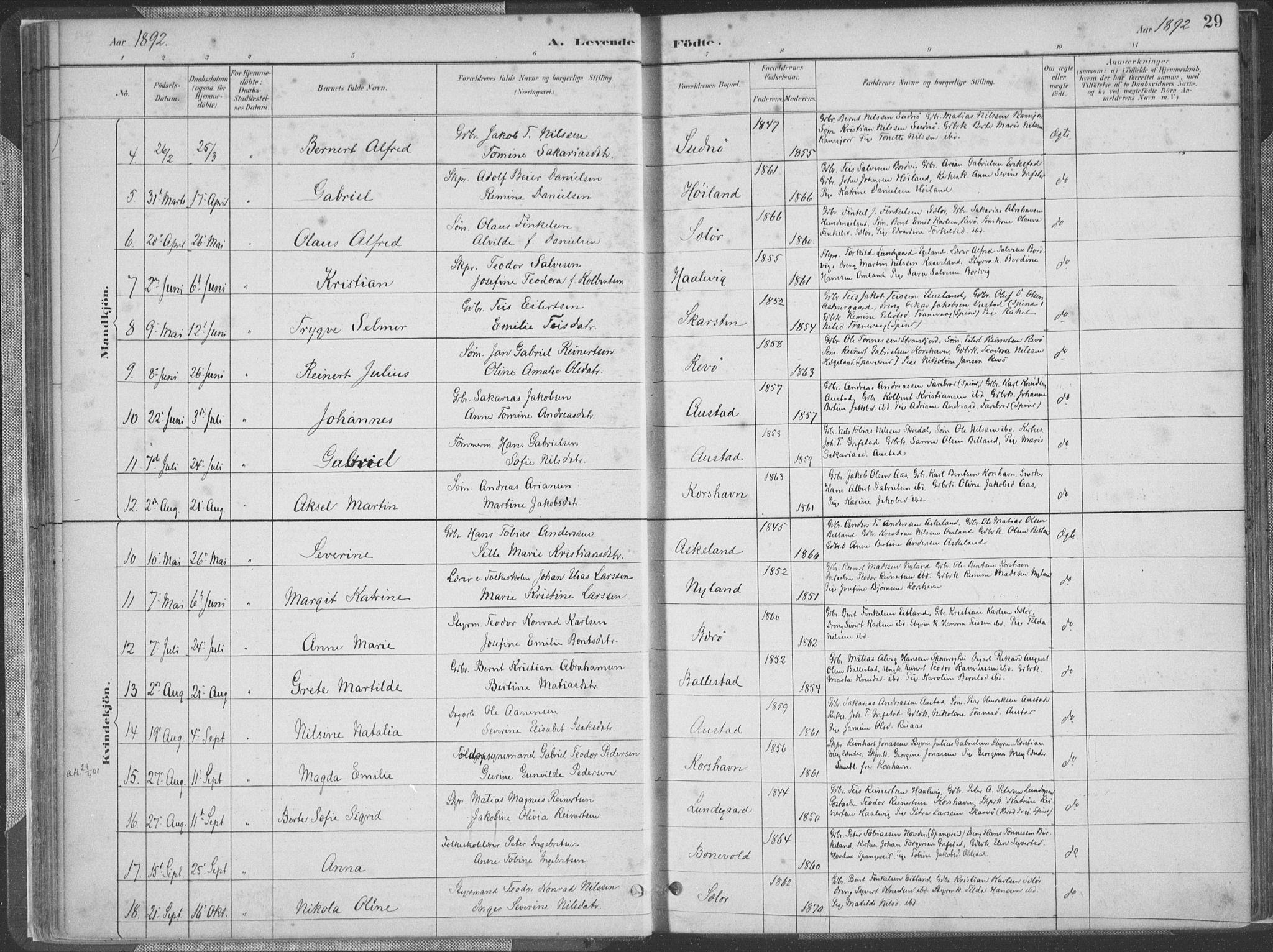 Lyngdal sokneprestkontor, AV/SAK-1111-0029/F/Fa/Faa/L0004: Parish register (official) no. A 4, 1883-1904, p. 29