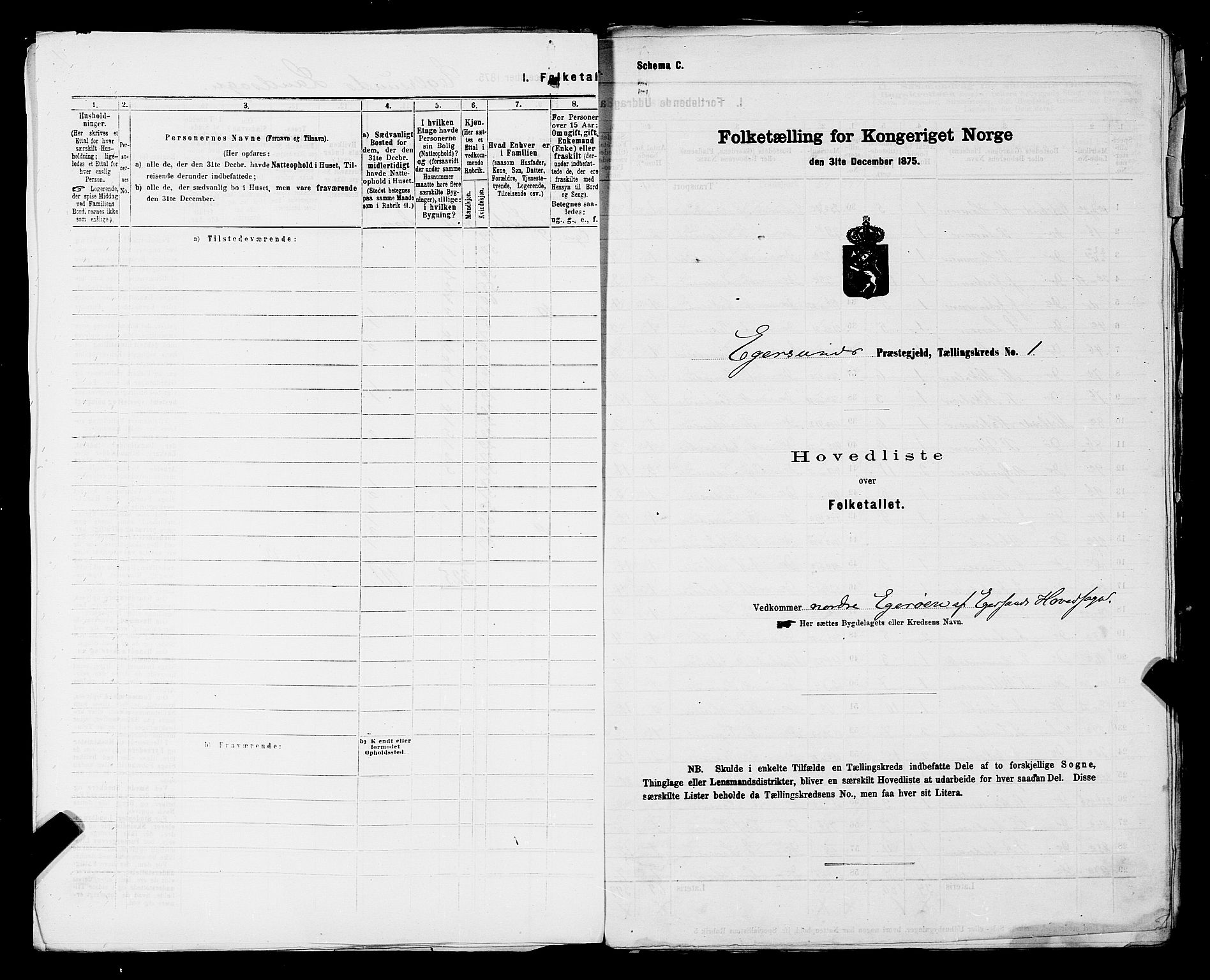 SAST, 1875 census for 1116L Eigersund/Eigersund og Ogna, 1875, p. 8
