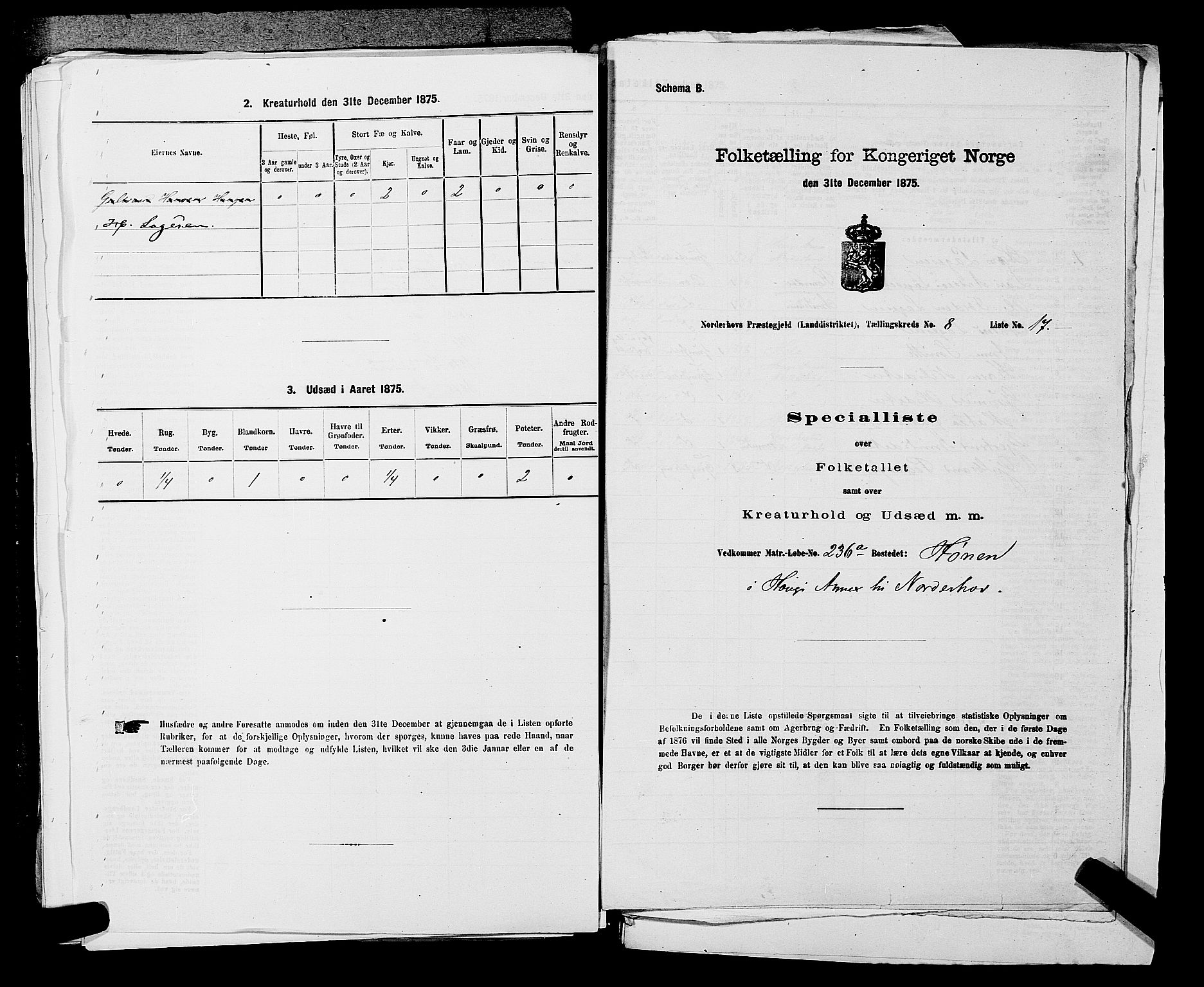 SAKO, 1875 census for 0613L Norderhov/Norderhov, Haug og Lunder, 1875, p. 1685