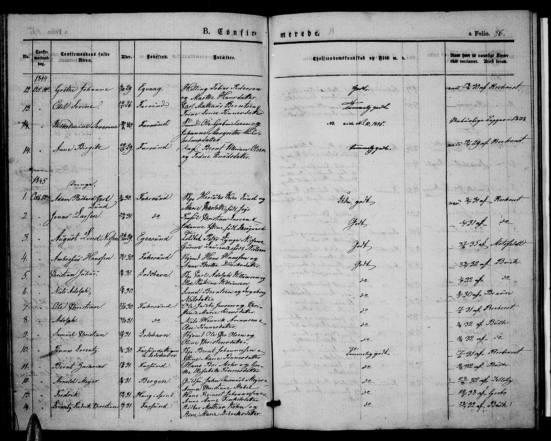 Farsund sokneprestkontor, AV/SAK-1111-0009/F/Fa/L0003: Parish register (official) no. A 3, 1836-1846, p. 86