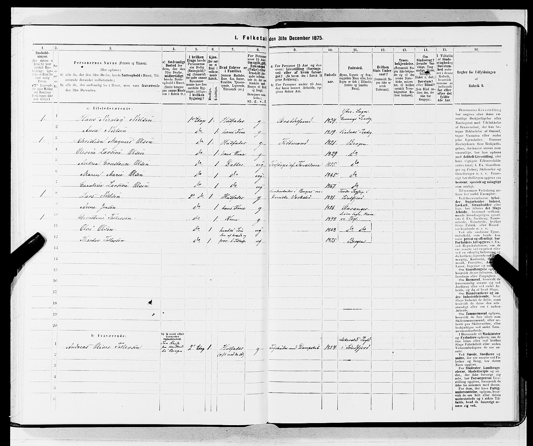 SAB, 1875 census for 1301 Bergen, 1875, p. 4039
