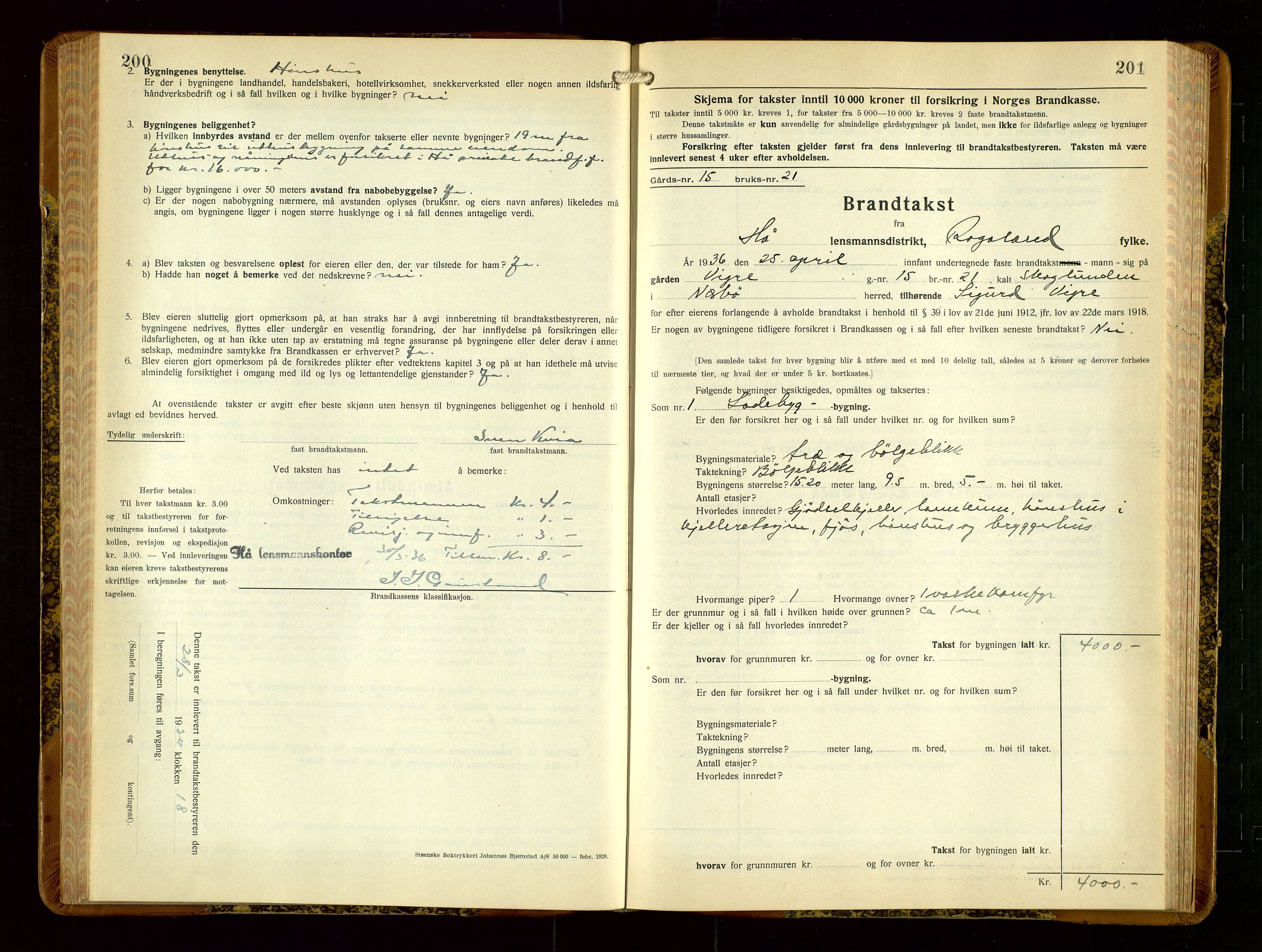 Hå lensmannskontor, AV/SAST-A-100456/Goa/L0006: Takstprotokoll (skjema), 1932-1938, p. 200-201