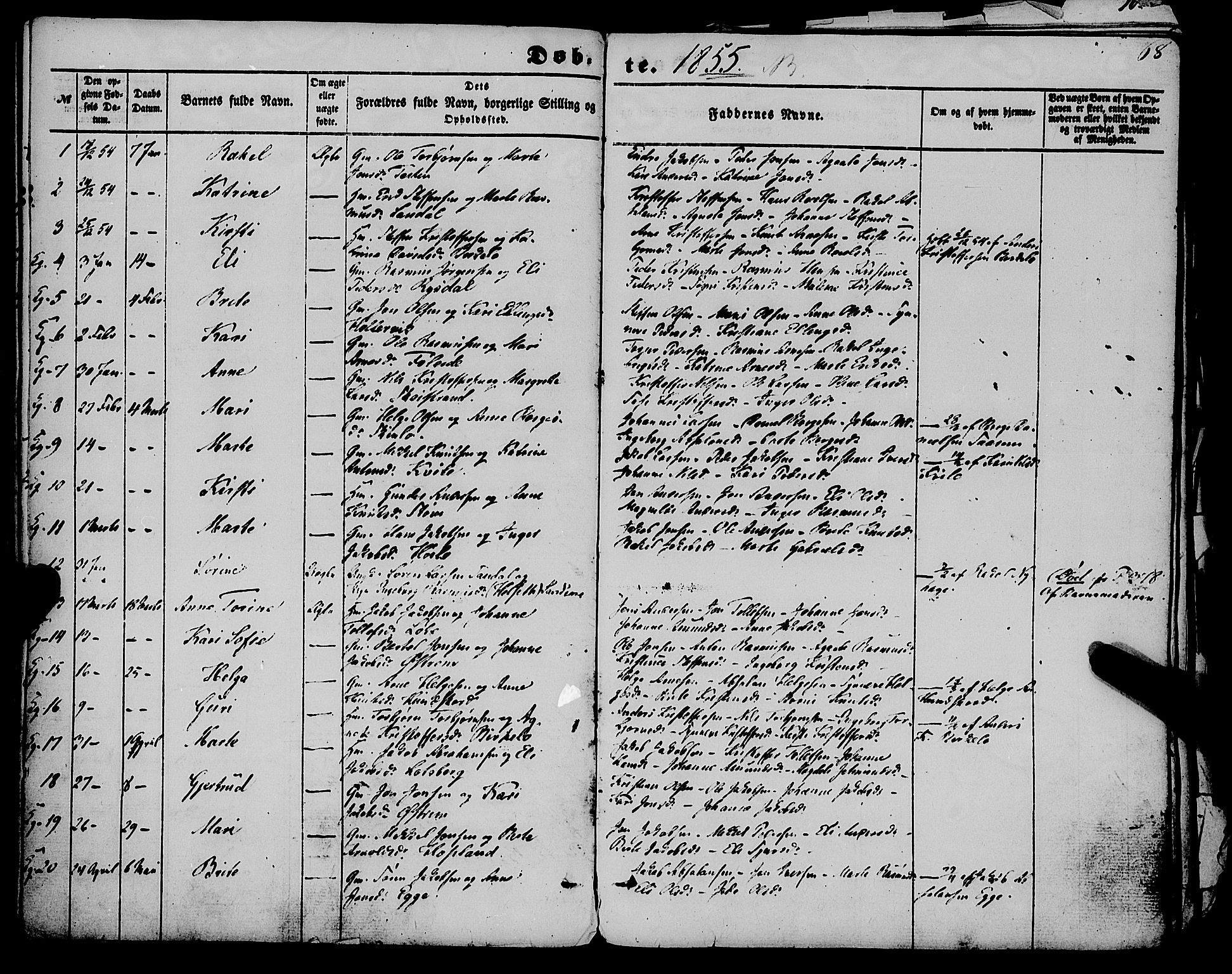 Gloppen sokneprestembete, SAB/A-80101/H/Haa/Haaa/L0009: Parish register (official) no. A 9, 1855-1870, p. 68