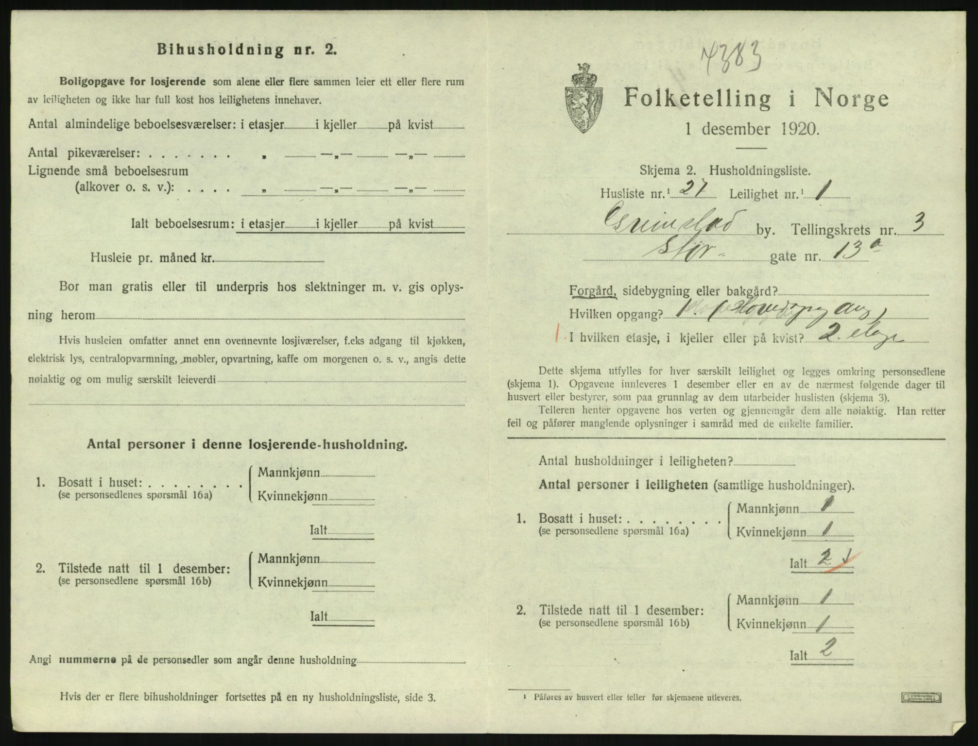 SAK, 1920 census for Grimstad, 1920, p. 1583