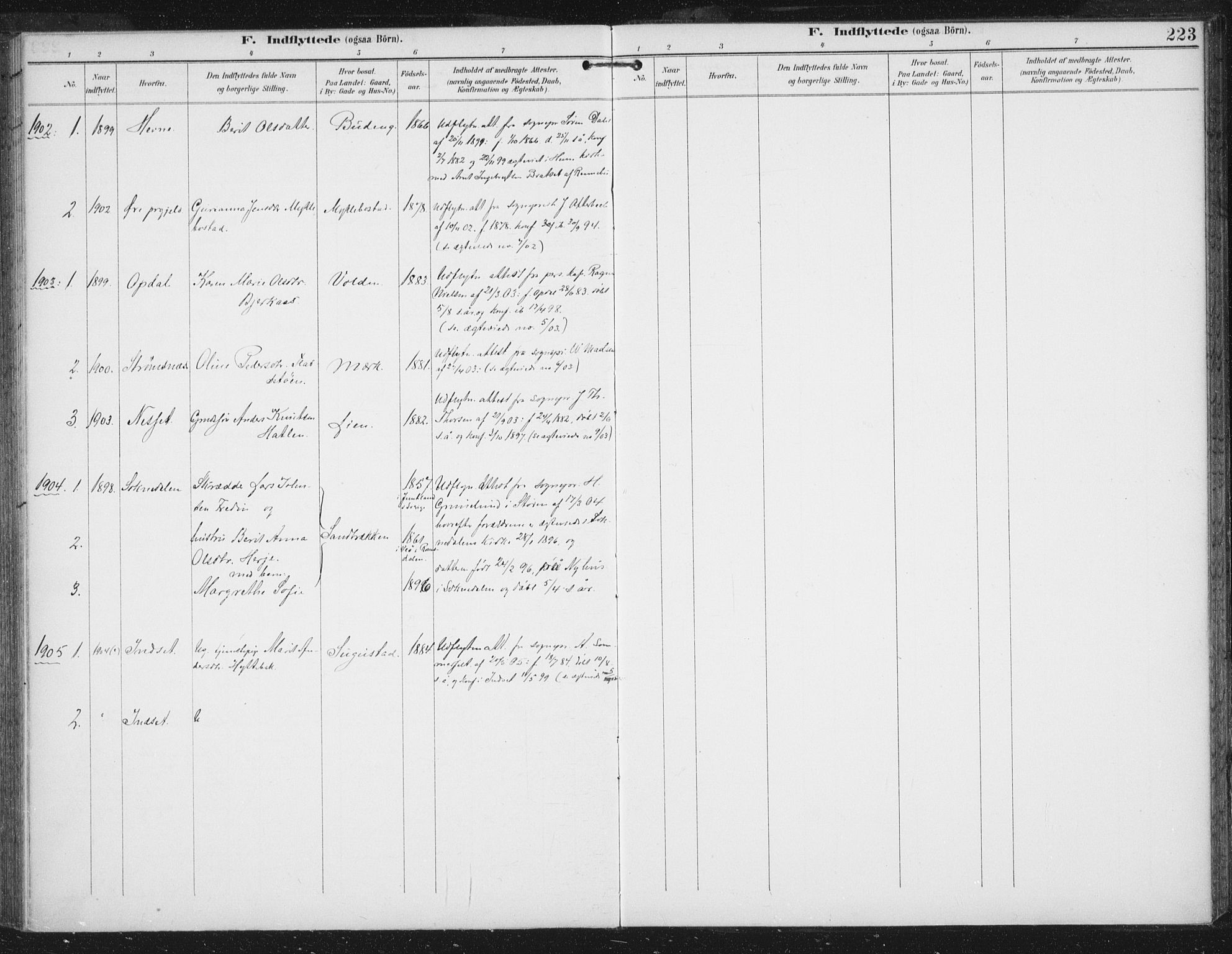 Ministerialprotokoller, klokkerbøker og fødselsregistre - Sør-Trøndelag, SAT/A-1456/674/L0872: Parish register (official) no. 674A04, 1897-1907, p. 223