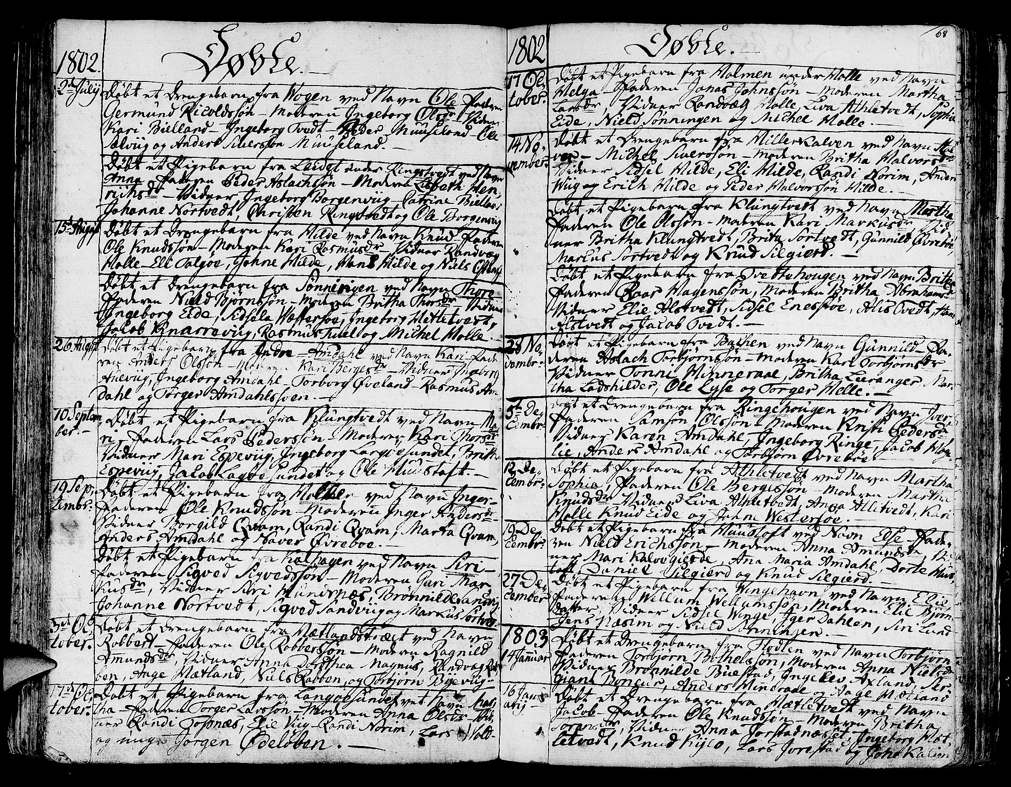 Nedstrand sokneprestkontor, SAST/A-101841/01/IV: Parish register (official) no. A 5, 1795-1816, p. 68