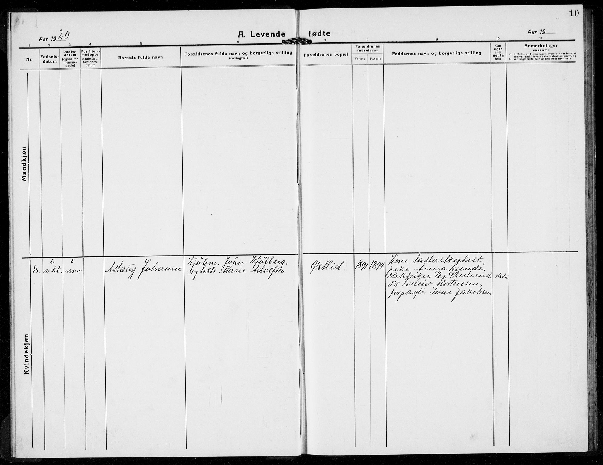 Hof kirkebøker, AV/SAKO-A-64/G/Gb/L0004: Parish register (copy) no. II 4, 1917-1934, p. 10