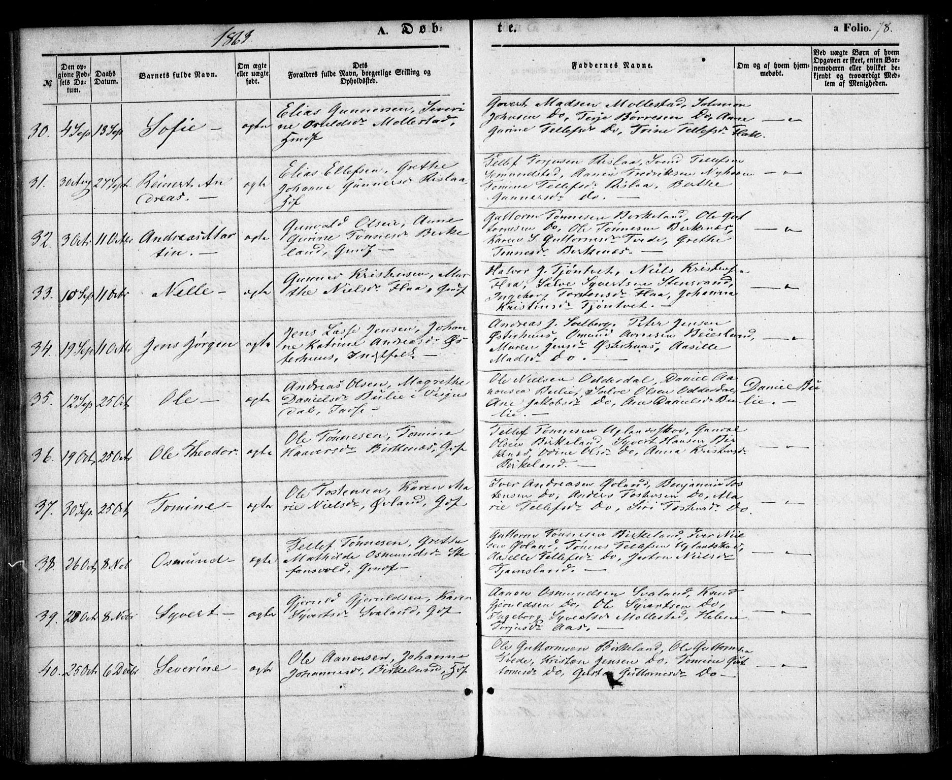 Birkenes sokneprestkontor, AV/SAK-1111-0004/F/Fa/L0003: Parish register (official) no. A 3, 1850-1866, p. 78