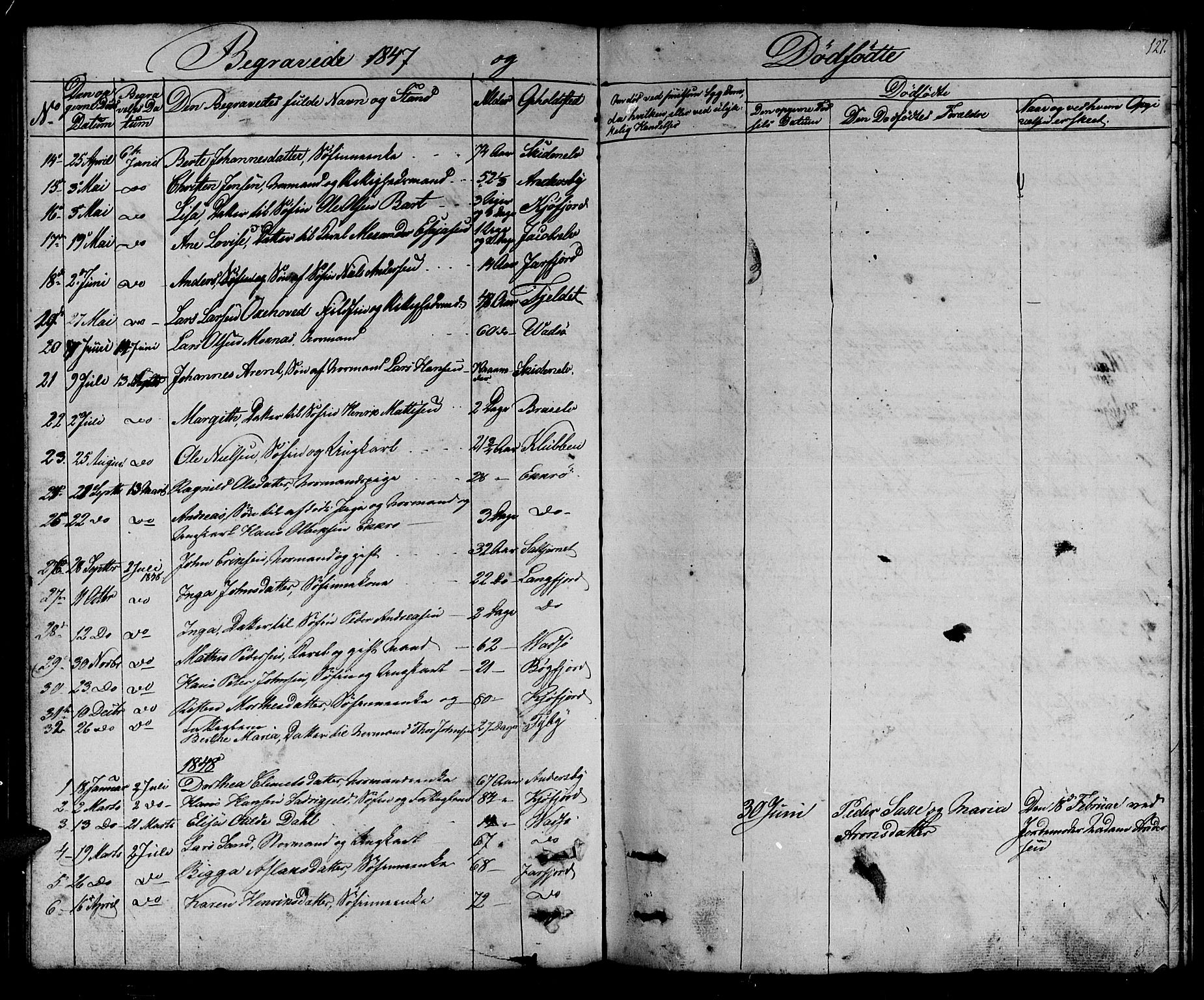 Vadsø sokneprestkontor, SATØ/S-1325/H/Hb/L0001klokker: Parish register (copy) no. 1, 1843-1853, p. 127
