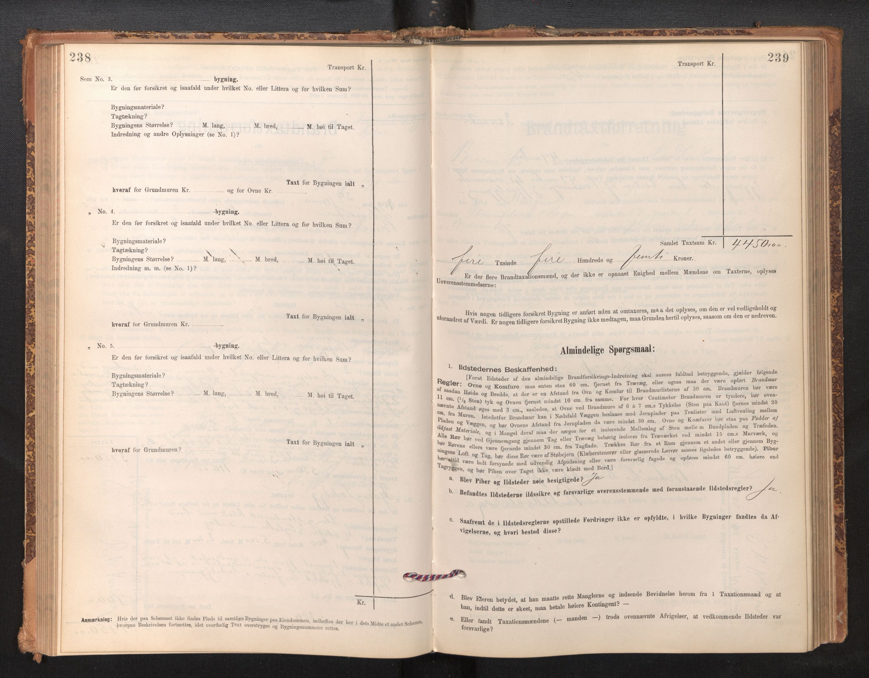 Lensmannen i Bruvik, SAB/A-31301/0012/L0006: Branntakstprotokoll, skjematakst, 1894-1906, p. 238-239