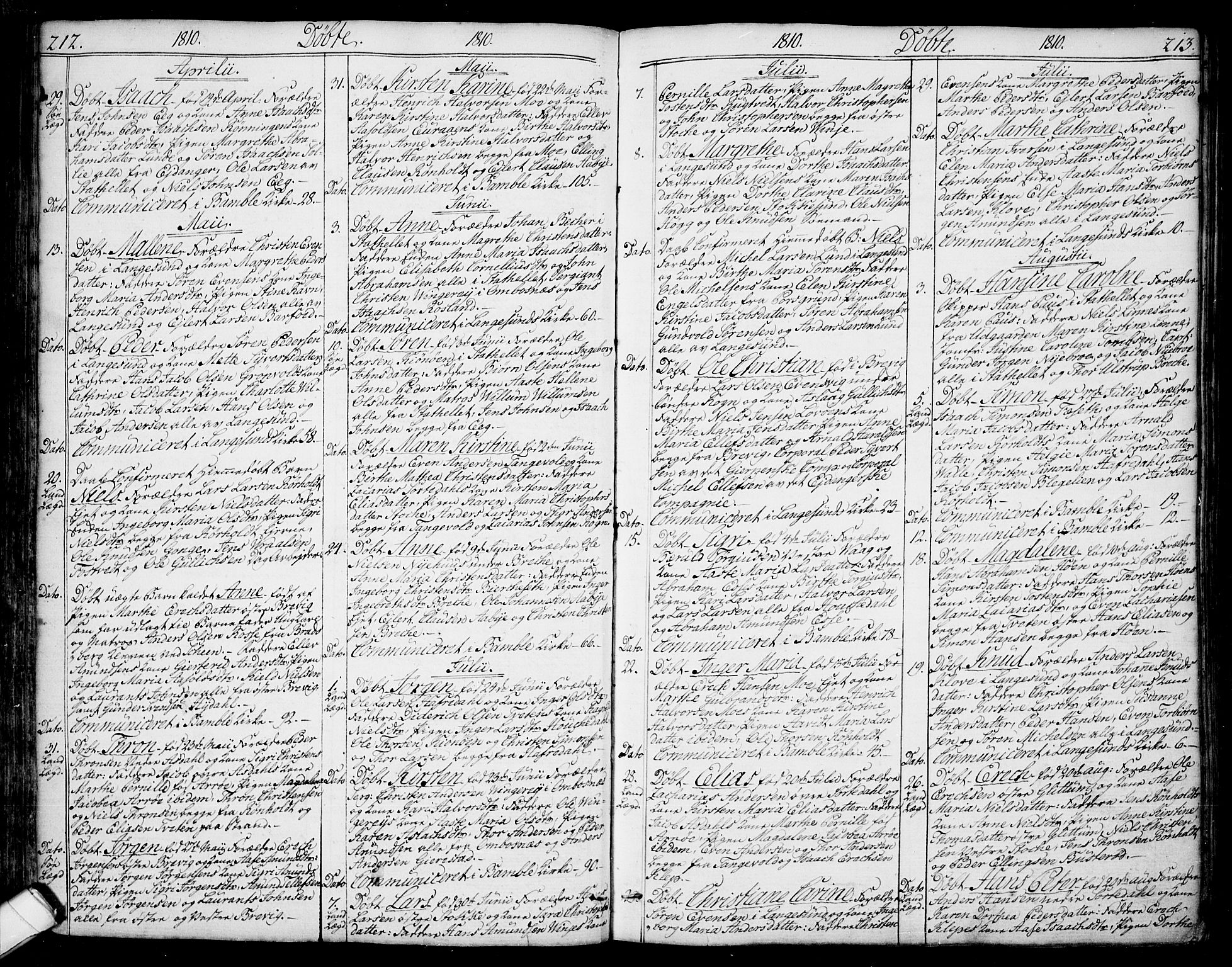 Bamble kirkebøker, SAKO/A-253/F/Fa/L0002: Parish register (official) no. I 2, 1775-1814, p. 212-213