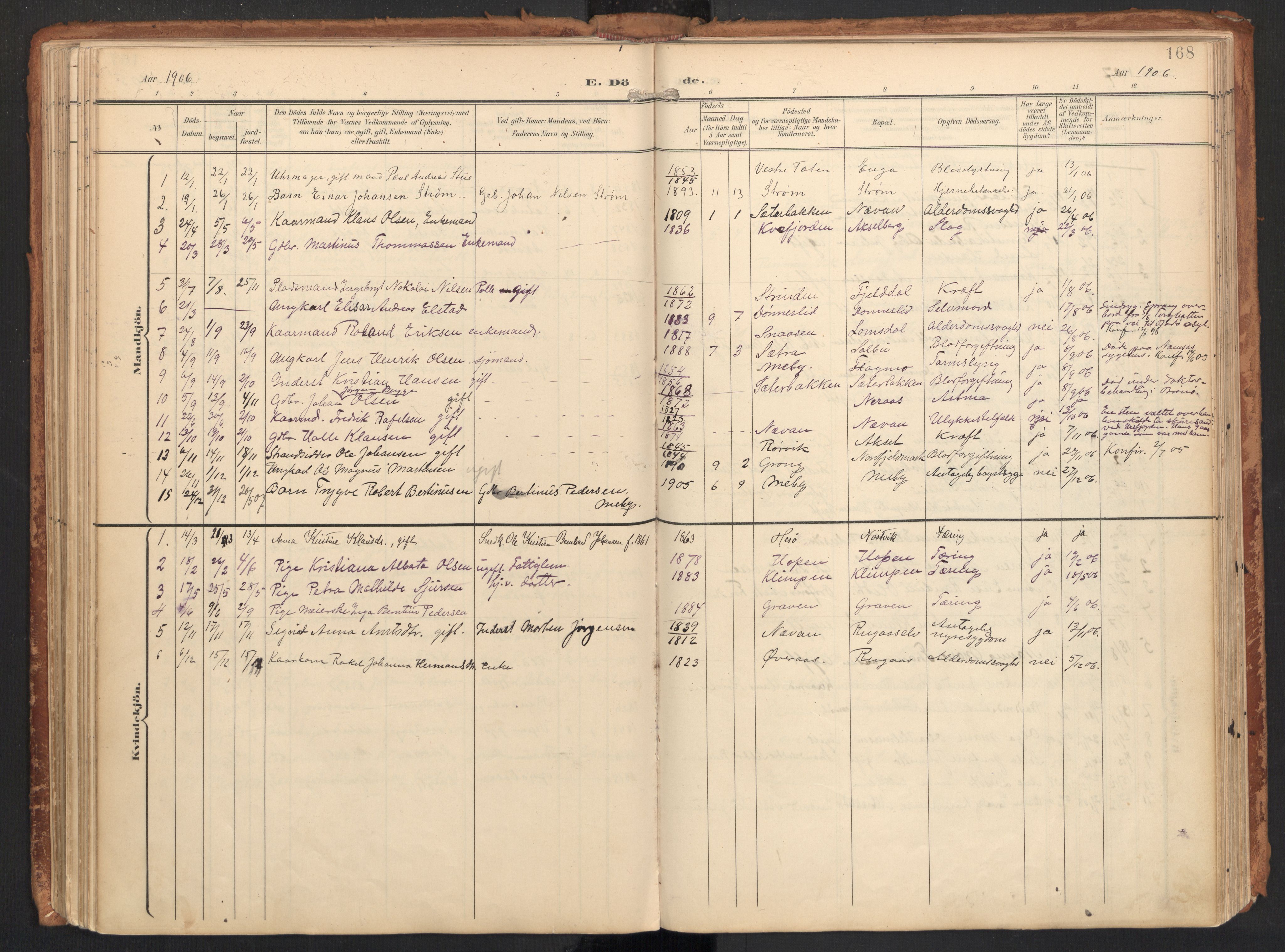 Ministerialprotokoller, klokkerbøker og fødselsregistre - Nordland, SAT/A-1459/814/L0227: Parish register (official) no. 814A08, 1899-1920, p. 168