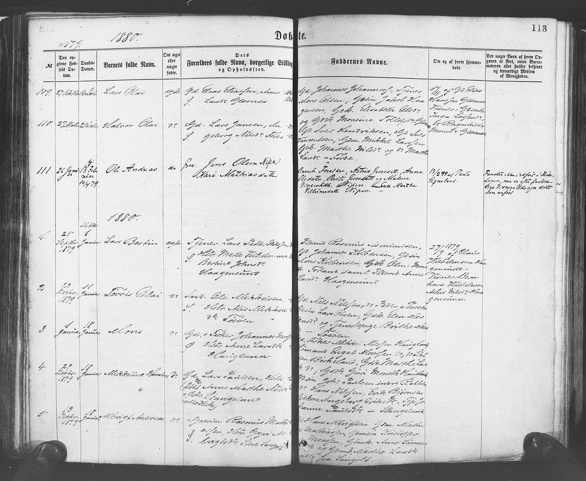 Sund sokneprestembete, SAB/A-99930: Parish register (official) no. A 15, 1867-1881, p. 113