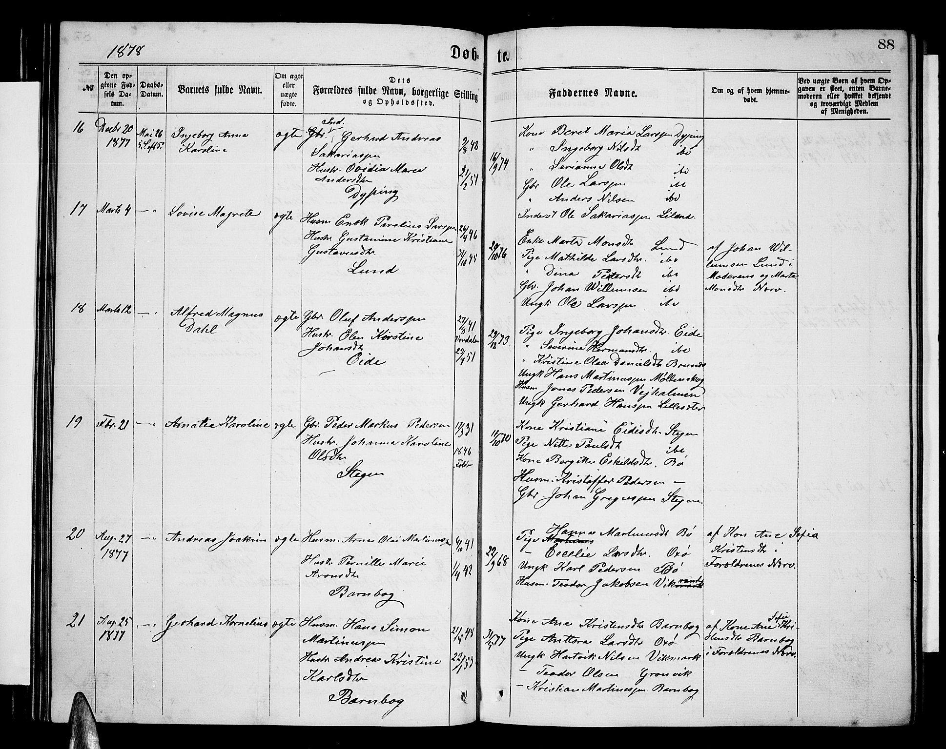 Ministerialprotokoller, klokkerbøker og fødselsregistre - Nordland, AV/SAT-A-1459/855/L0815: Parish register (copy) no. 855C04, 1865-1878, p. 88