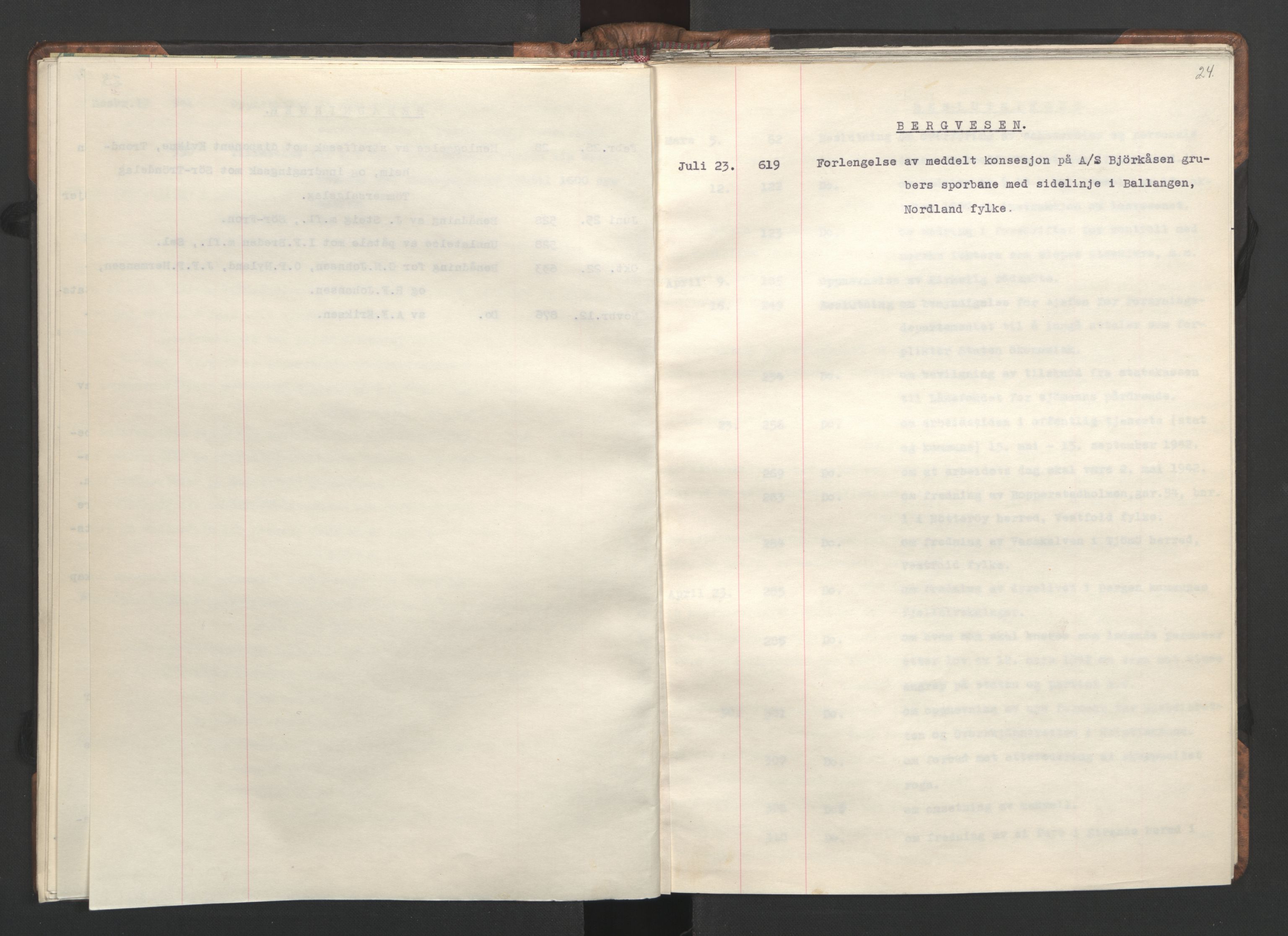 NS-administrasjonen 1940-1945 (Statsrådsekretariatet, de kommisariske statsråder mm), AV/RA-S-4279/D/Da/L0002: Register (RA j.nr. 985/1943, tilgangsnr. 17/1943), 1942, p. 27