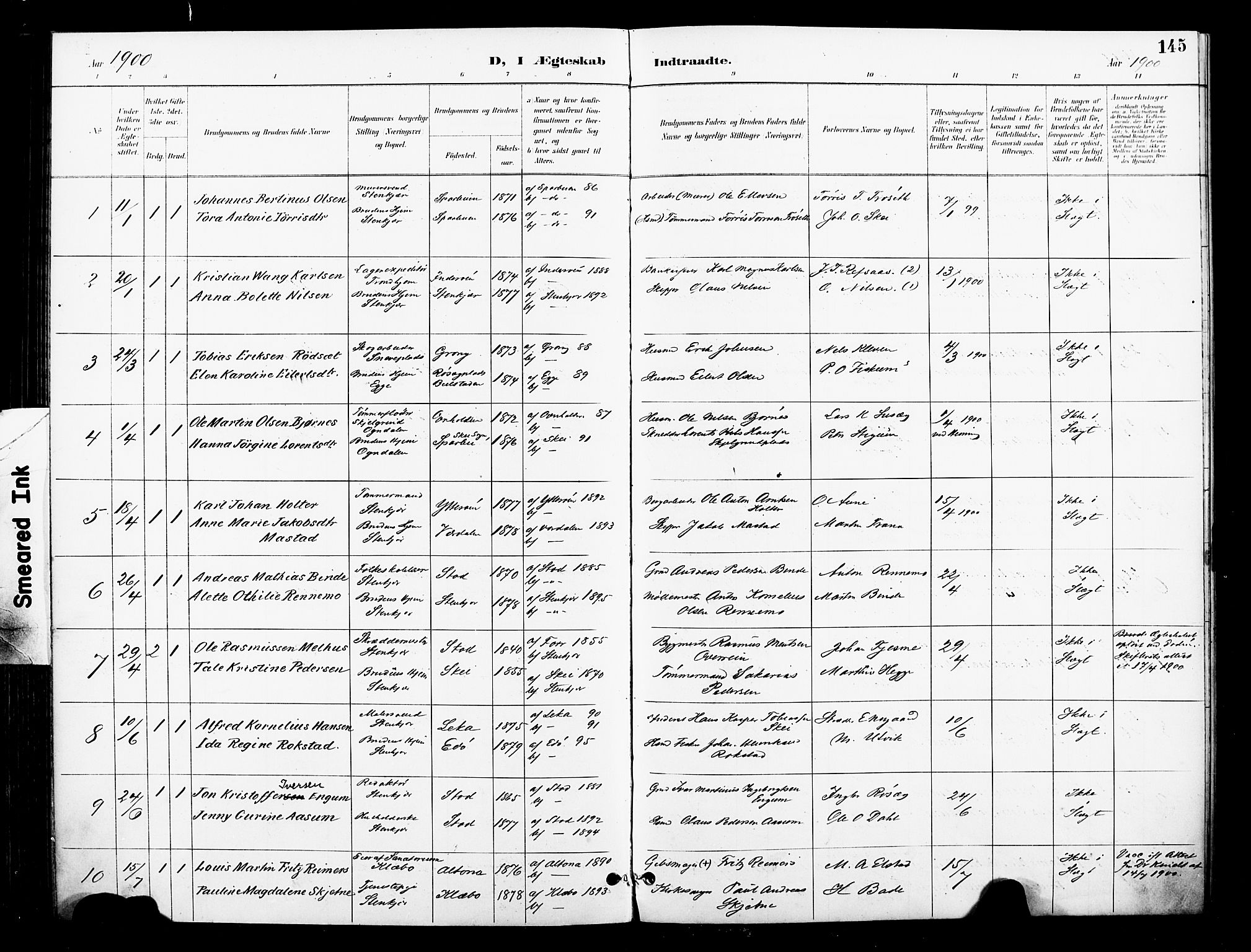 Ministerialprotokoller, klokkerbøker og fødselsregistre - Nord-Trøndelag, SAT/A-1458/739/L0372: Parish register (official) no. 739A04, 1895-1903, p. 145