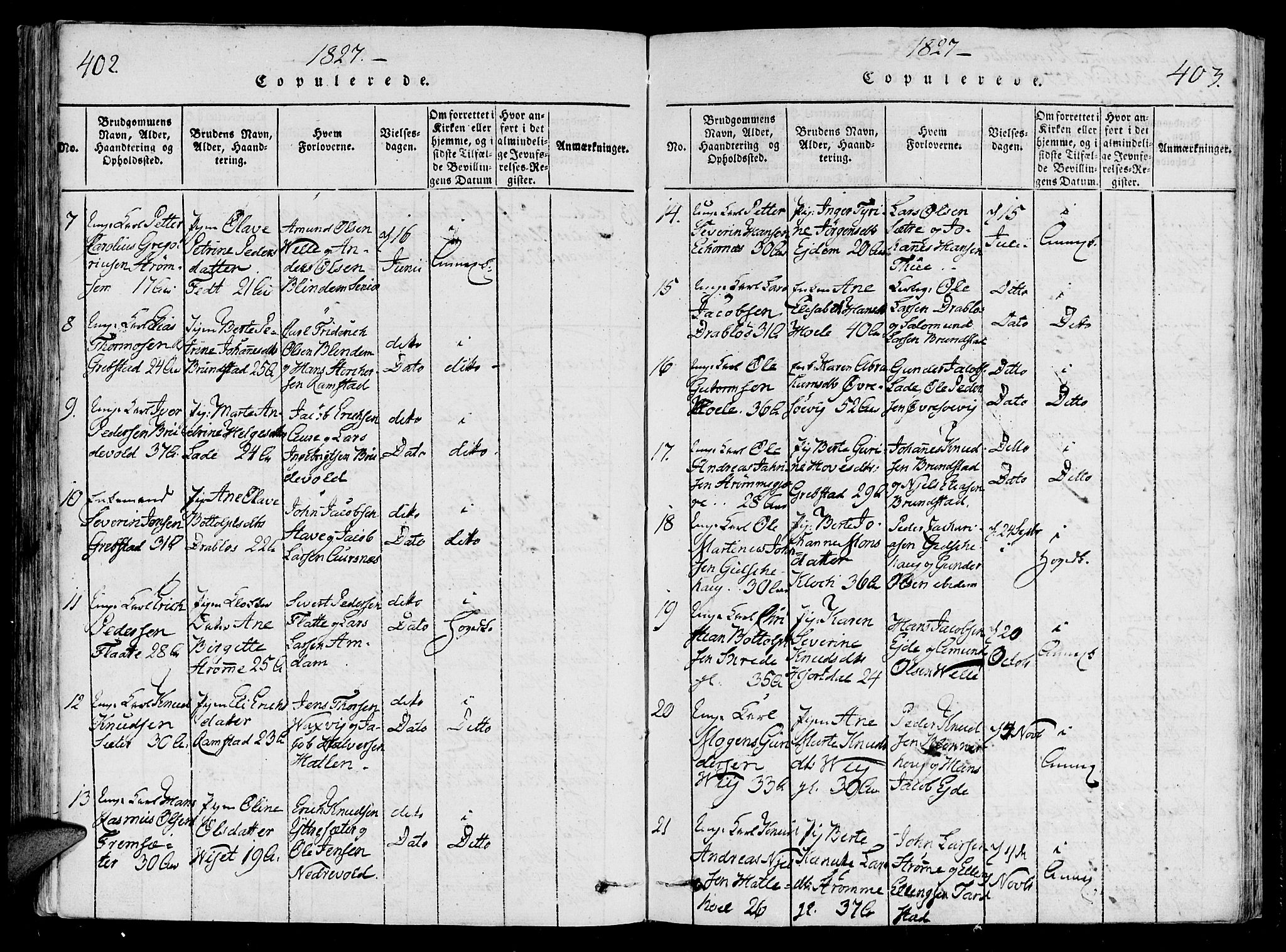 Ministerialprotokoller, klokkerbøker og fødselsregistre - Møre og Romsdal, AV/SAT-A-1454/522/L0310: Parish register (official) no. 522A05, 1816-1832, p. 402-403