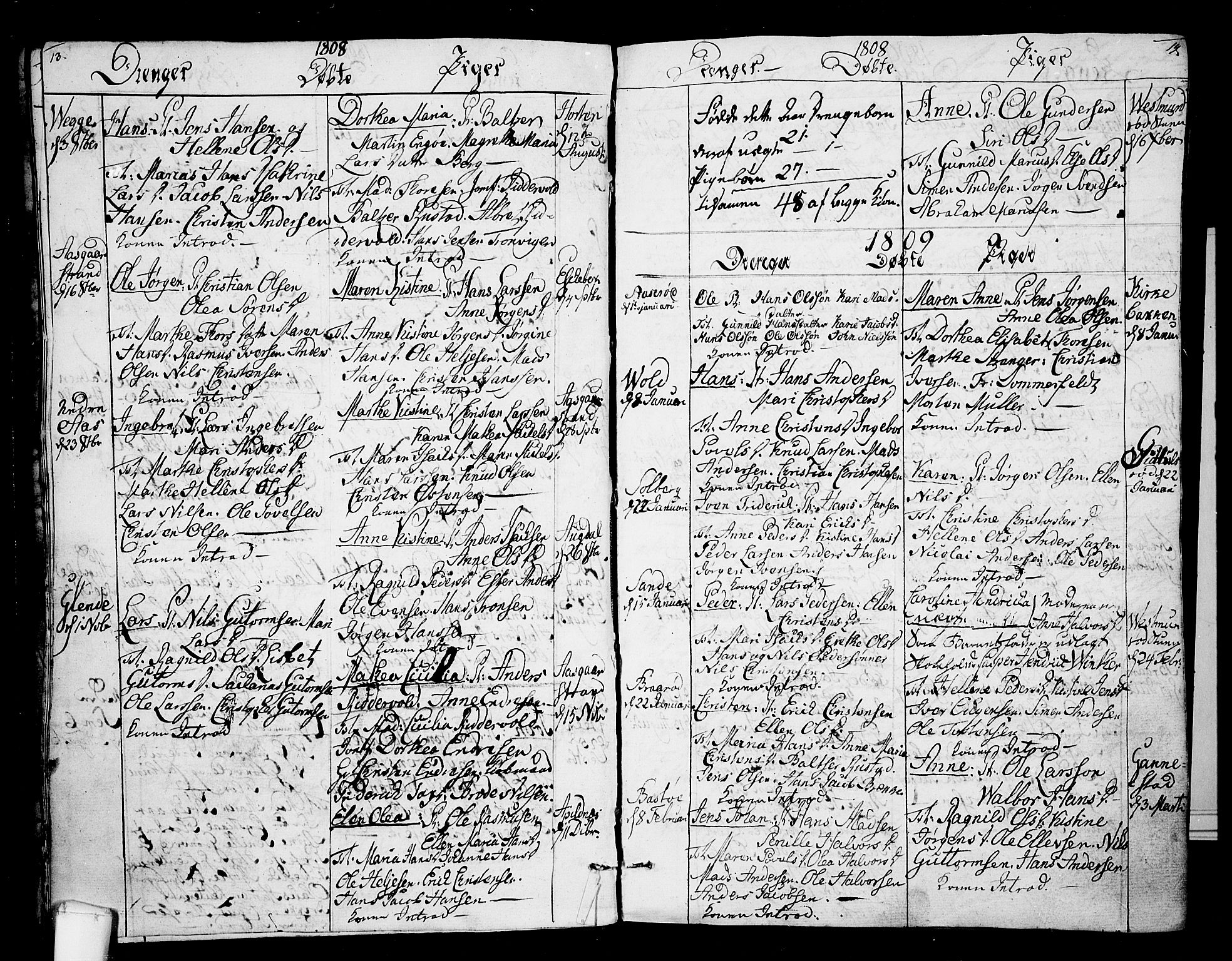 Borre kirkebøker, SAKO/A-338/F/Fa/L0003: Parish register (official) no. I 3, 1807-1814, p. 13-14