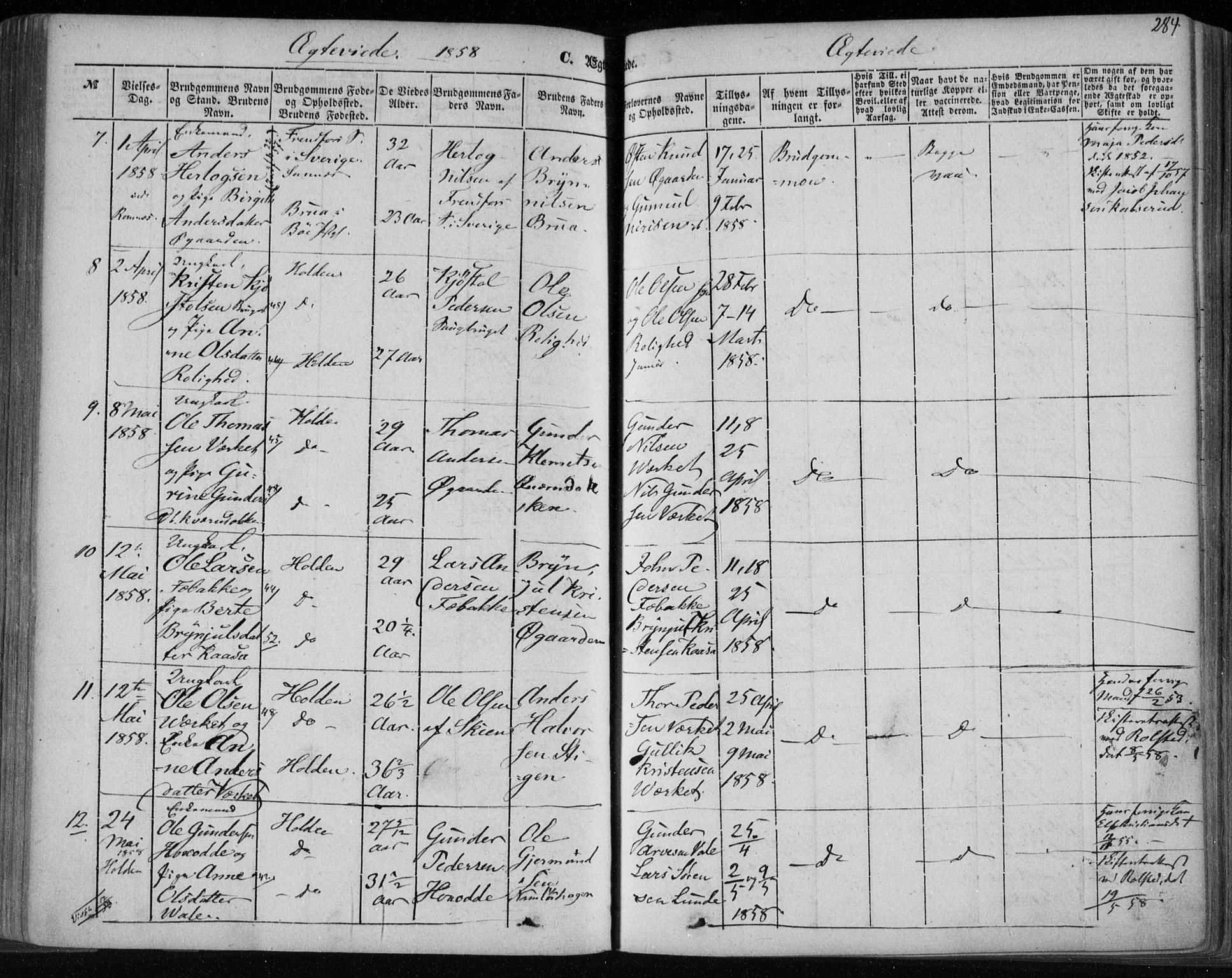 Holla kirkebøker, AV/SAKO-A-272/F/Fa/L0005: Parish register (official) no. 5, 1849-1860, p. 284