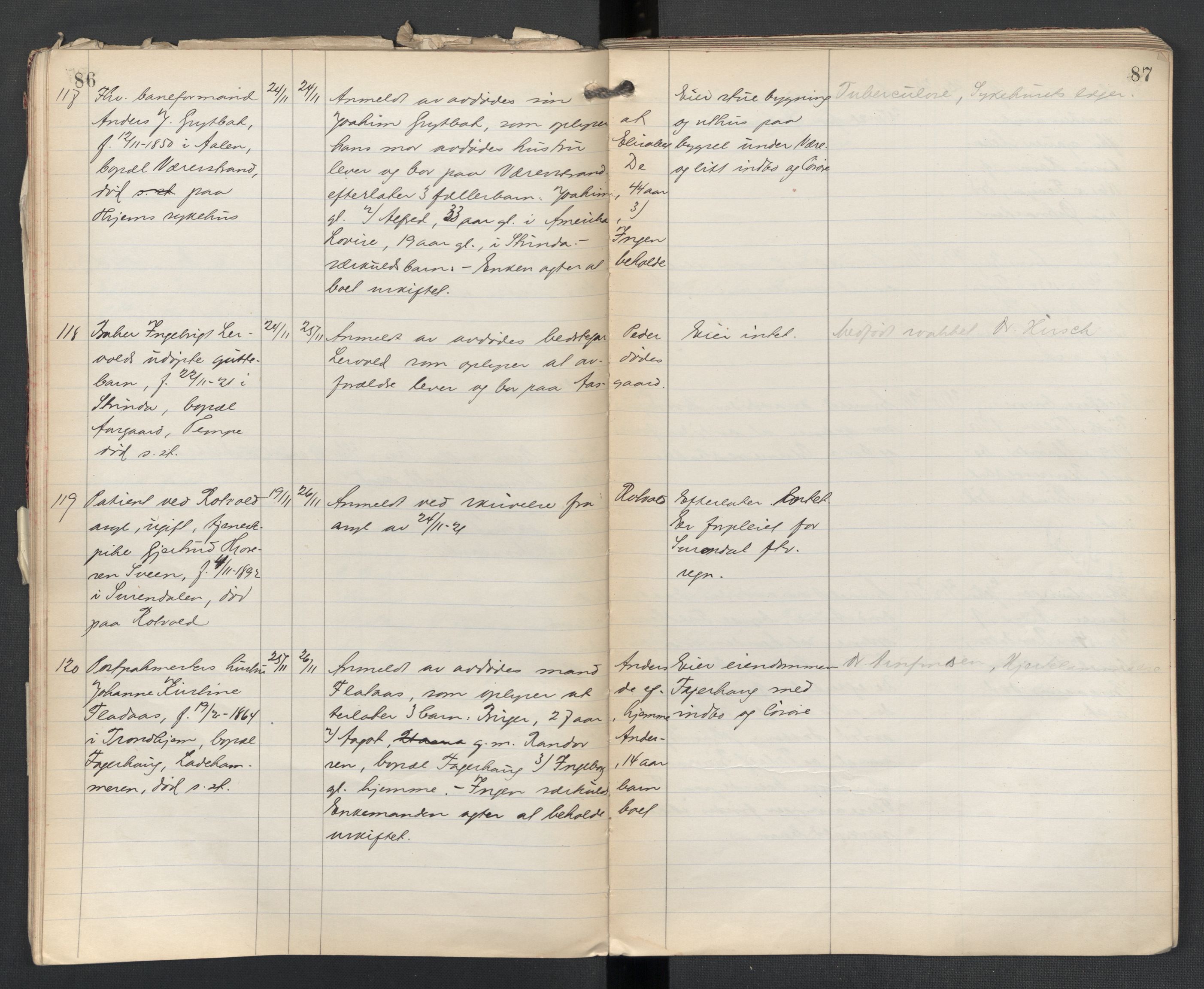 Strinda lensmannskontor, AV/SAT-A-1083/1/02/L0004: 2.01.04 Dødsfallsprotokoll, 1920-1925, p. 86-87