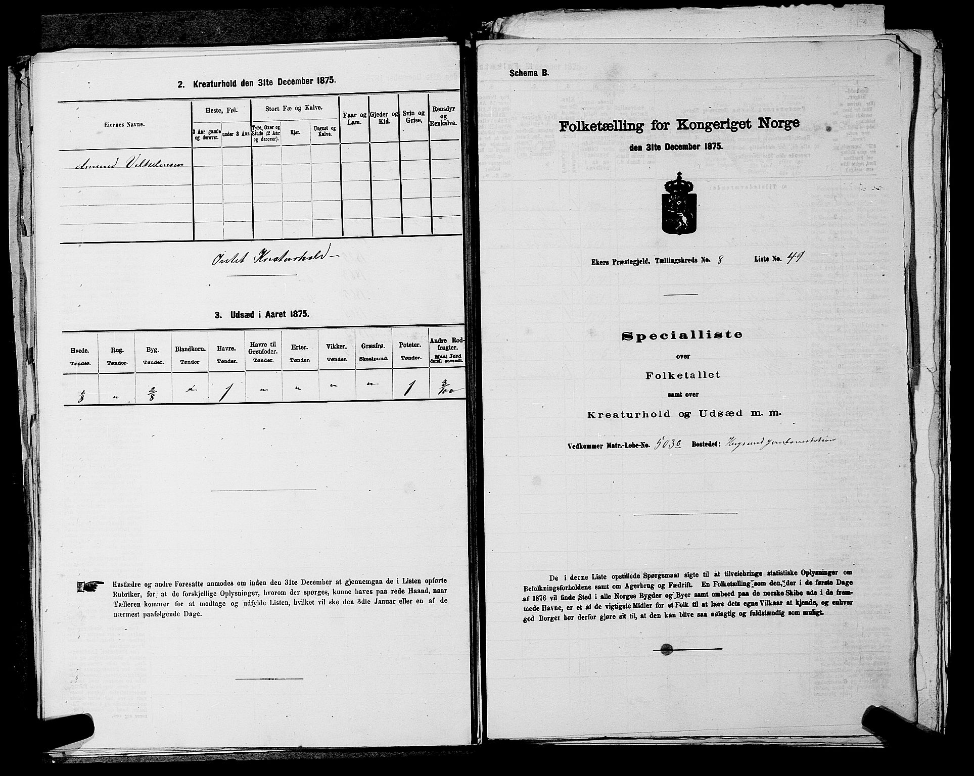 SAKO, 1875 census for 0624P Eiker, 1875, p. 1535