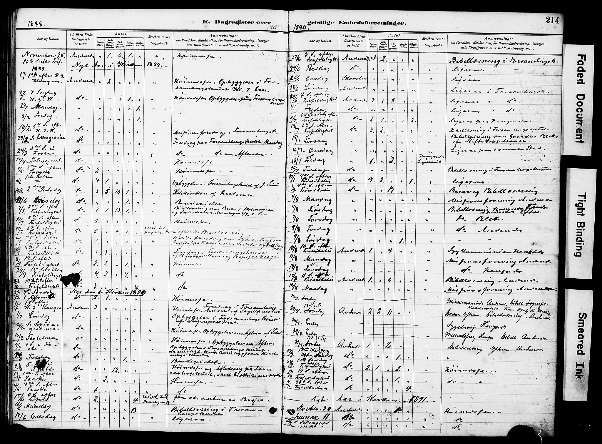 Ministerialprotokoller, klokkerbøker og fødselsregistre - Nordland, AV/SAT-A-1459/899/L1448: Parish register (copy) no. 899C03, 1887-1902, p. 214