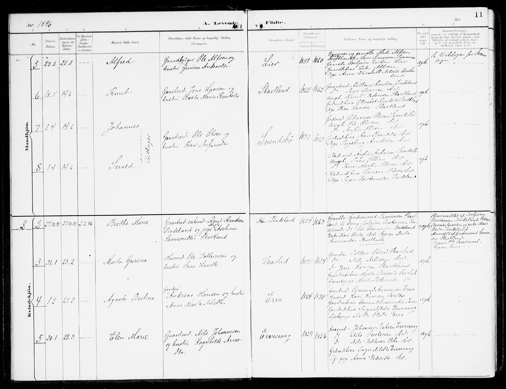 Sveio Sokneprestembete, AV/SAB-A-78501/H/Haa: Parish register (official) no. D 2, 1894-1916, p. 11