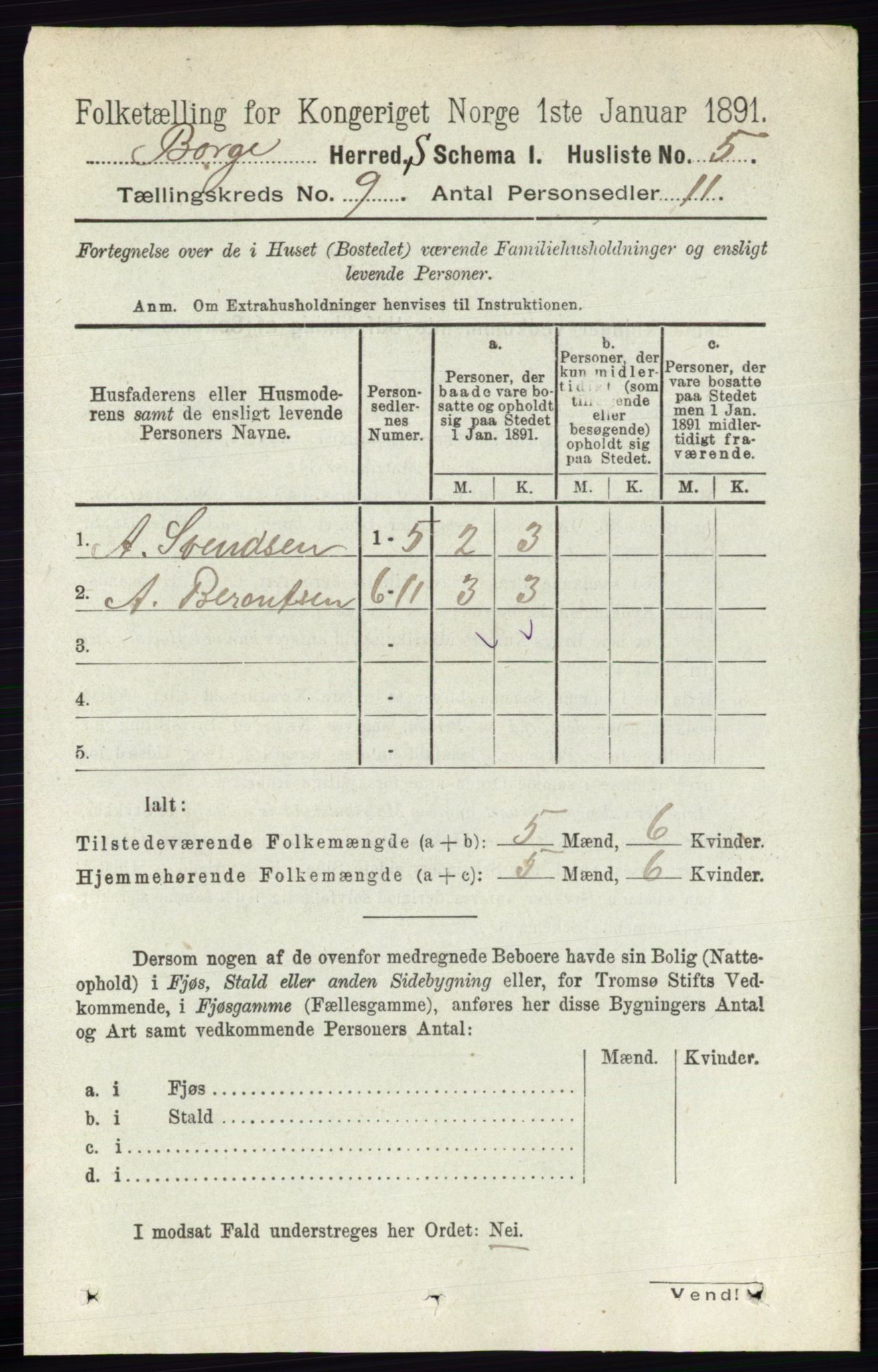 RA, 1891 census for 0113 Borge, 1891, p. 5696