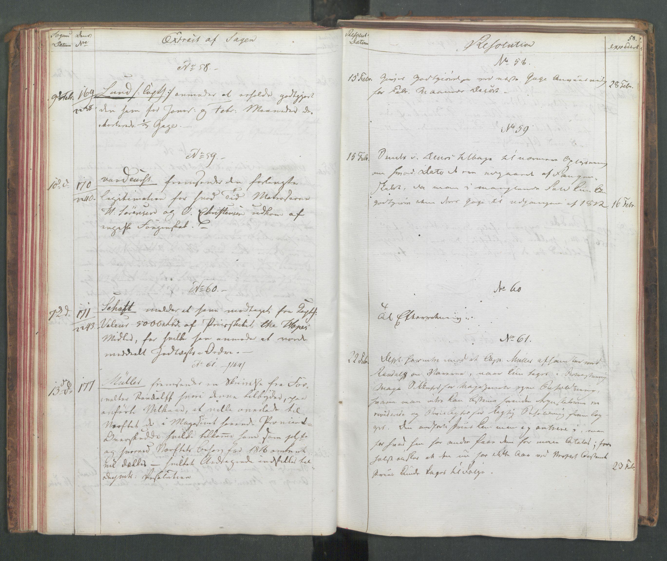 Marinedepartementet/ Marine- og postdepartementet, AV/RA-RAFA-3792/C/L0003: 7de Departements Journal, 1815-1816, p. 58