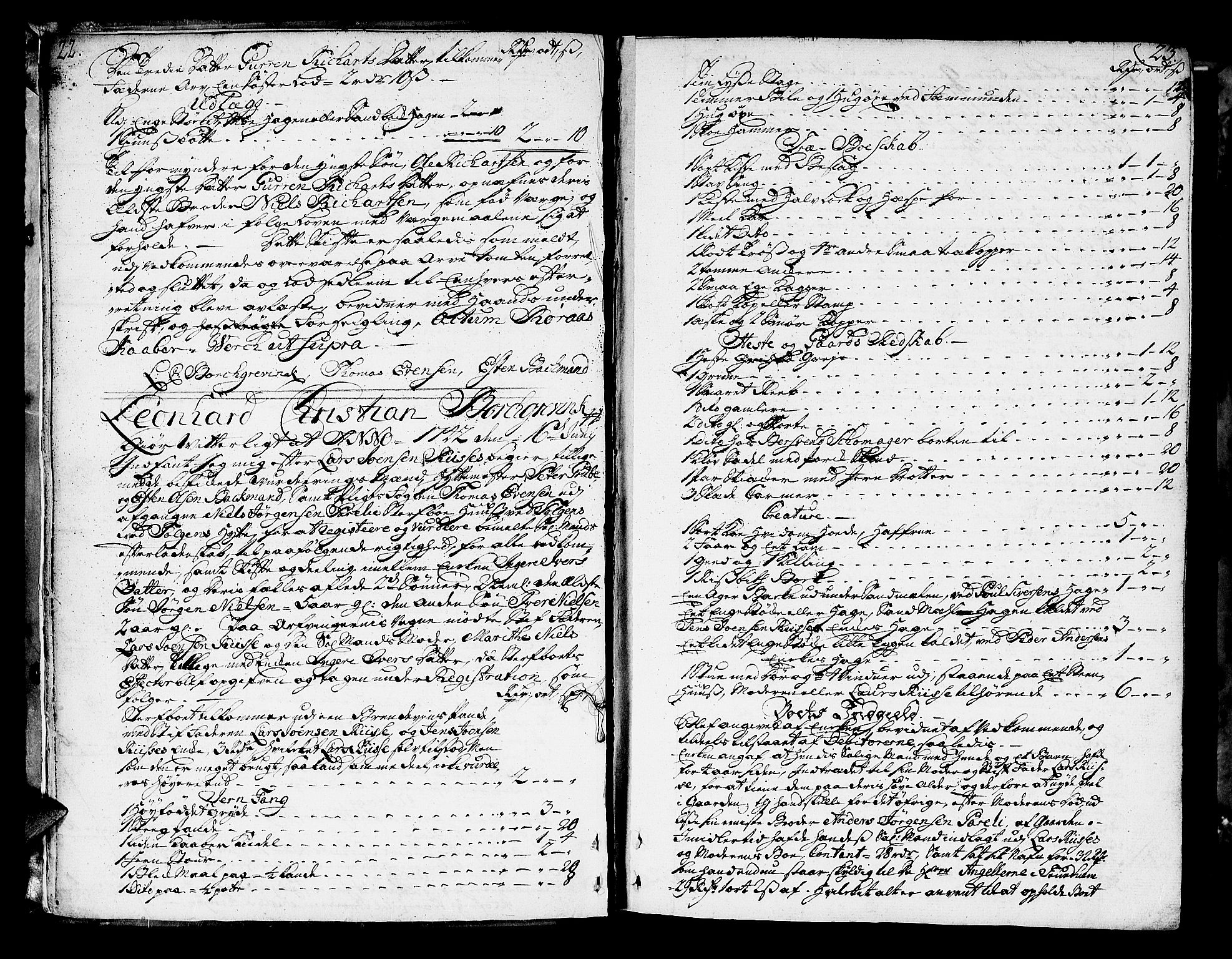 Røros Bergrett, AV/SAT-A-0024/3/3A/L0005: Skifteprotokoll, 1742-1756, p. 22-23