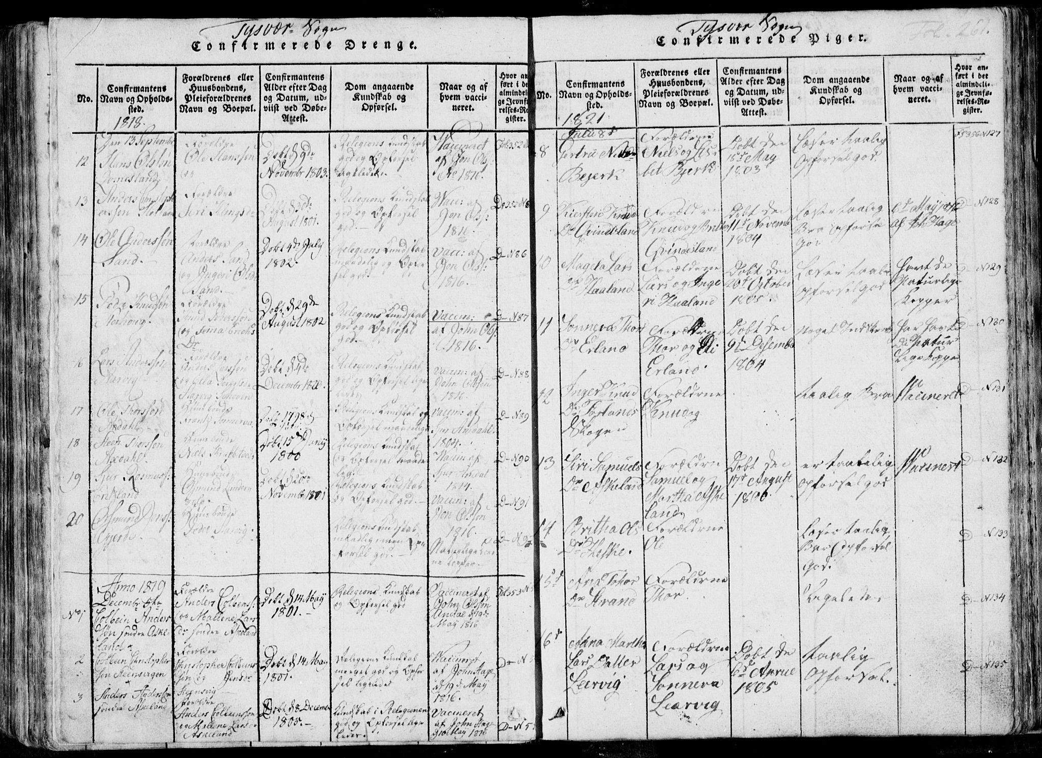 Skjold sokneprestkontor, AV/SAST-A-101847/H/Ha/Haa/L0004: Parish register (official) no. A 4 /1, 1815-1830, p. 261