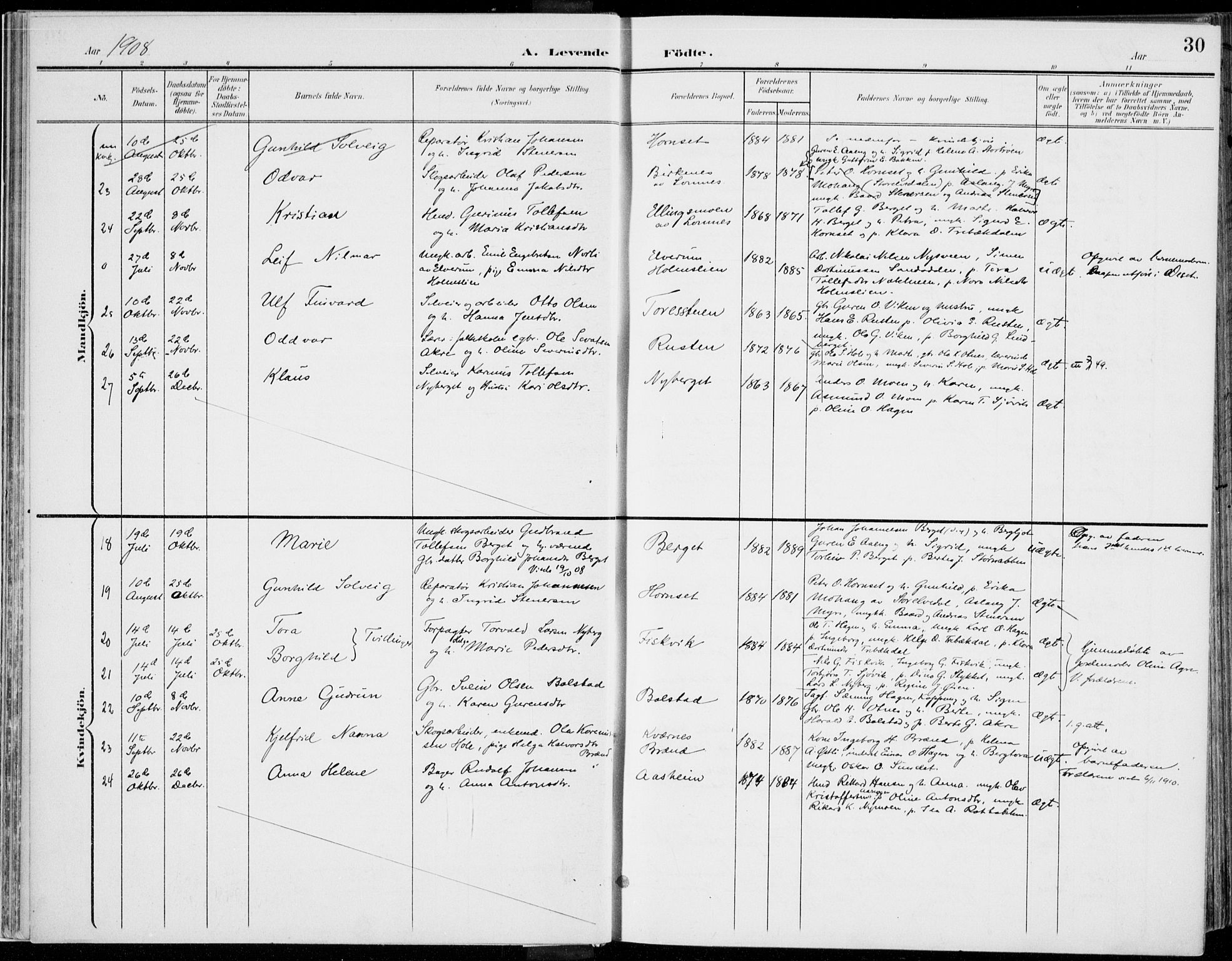 Rendalen prestekontor, AV/SAH-PREST-054/H/Ha/Haa/L0011: Parish register (official) no. 11, 1901-1925, p. 30