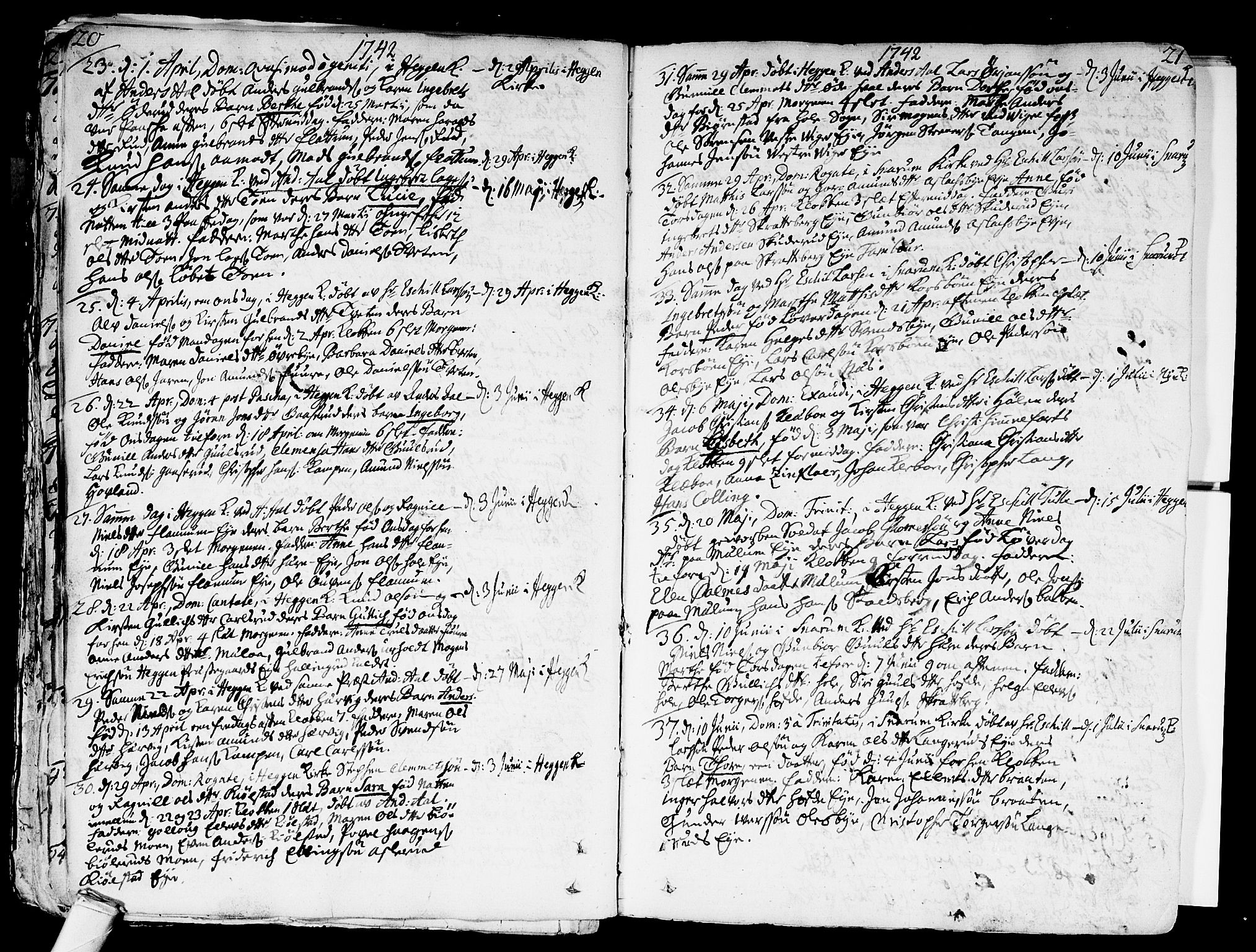 Modum kirkebøker, SAKO/A-234/F/Fa/L0002: Parish register (official) no. 2, 1741-1782, p. 20-21