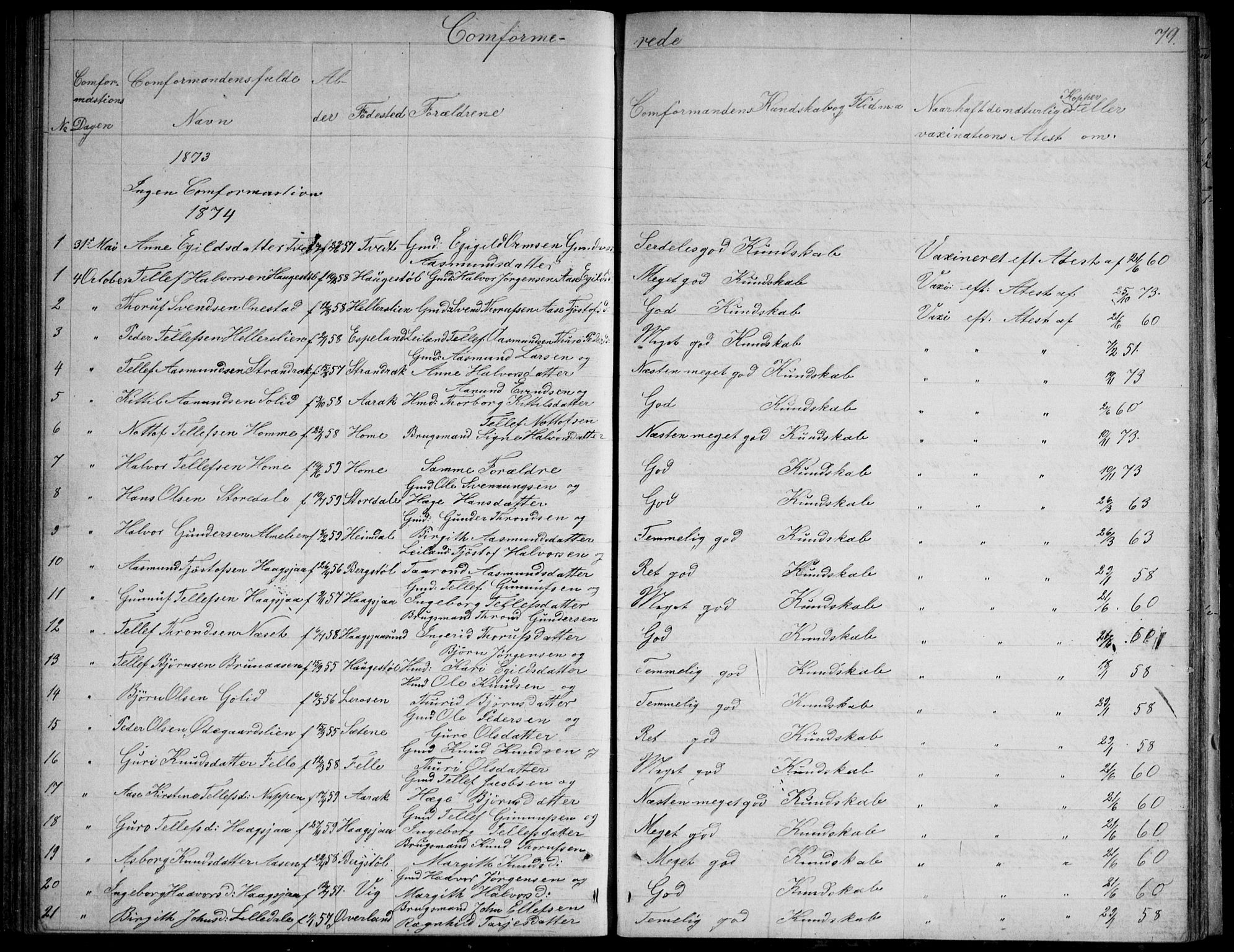 Nissedal kirkebøker, SAKO/A-288/G/Gb/L0002: Parish register (copy) no. II 2, 1863-1892, p. 79