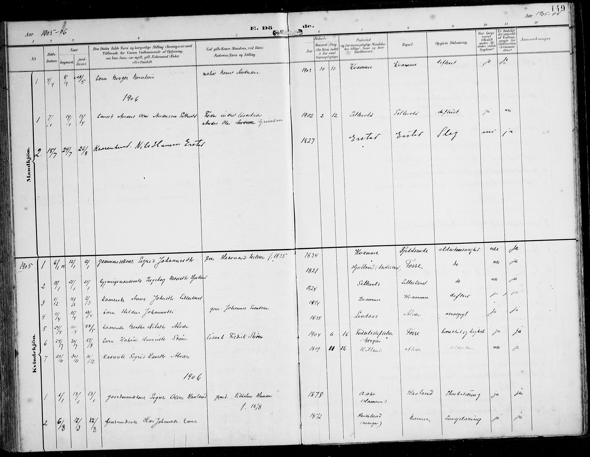 Alversund Sokneprestembete, SAB/A-73901/H/Ha/Haa/Haaa/L0003: Parish register (official) no. A 3, 1897-1926, p. 149