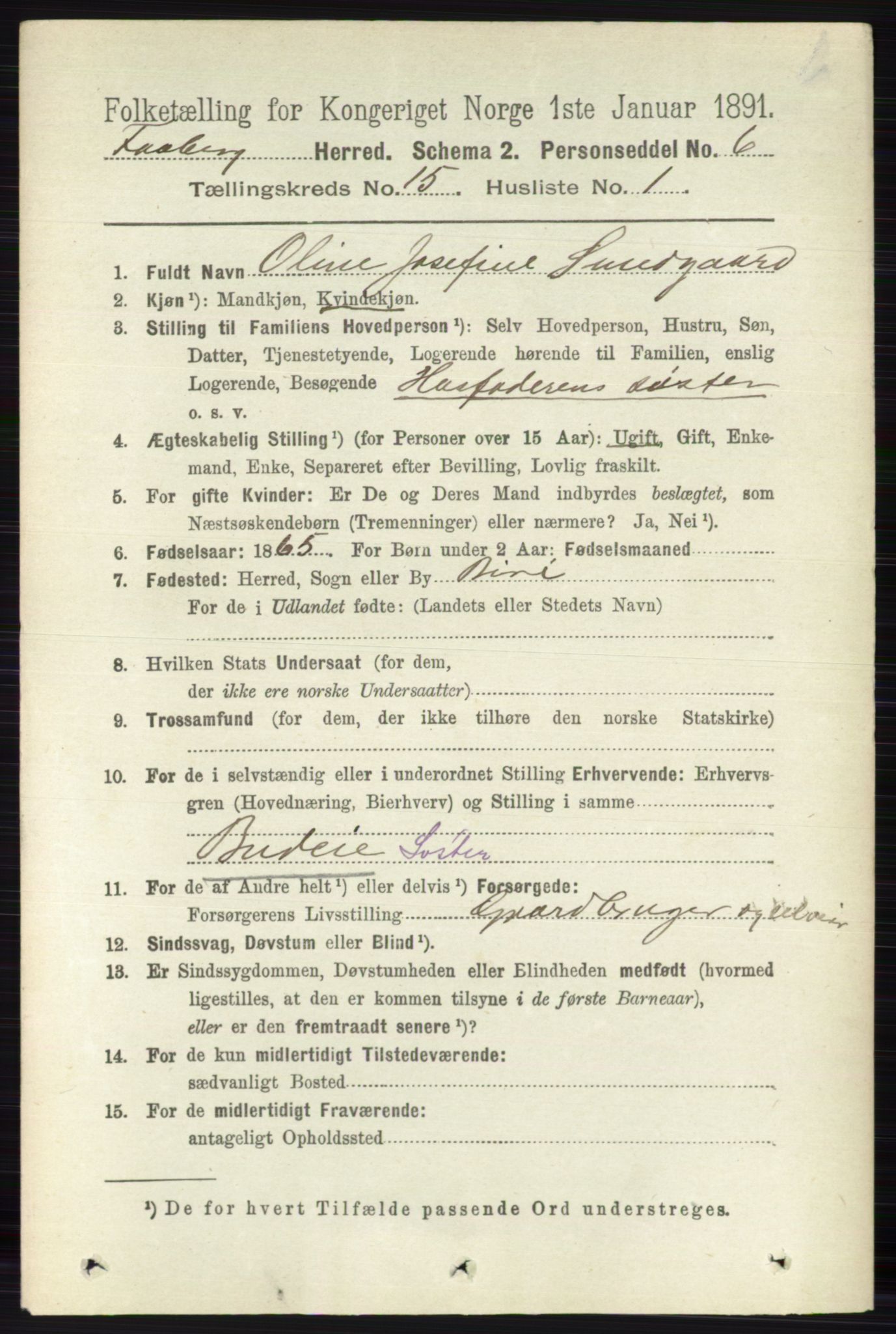 RA, 1891 census for 0524 Fåberg, 1891, p. 5913