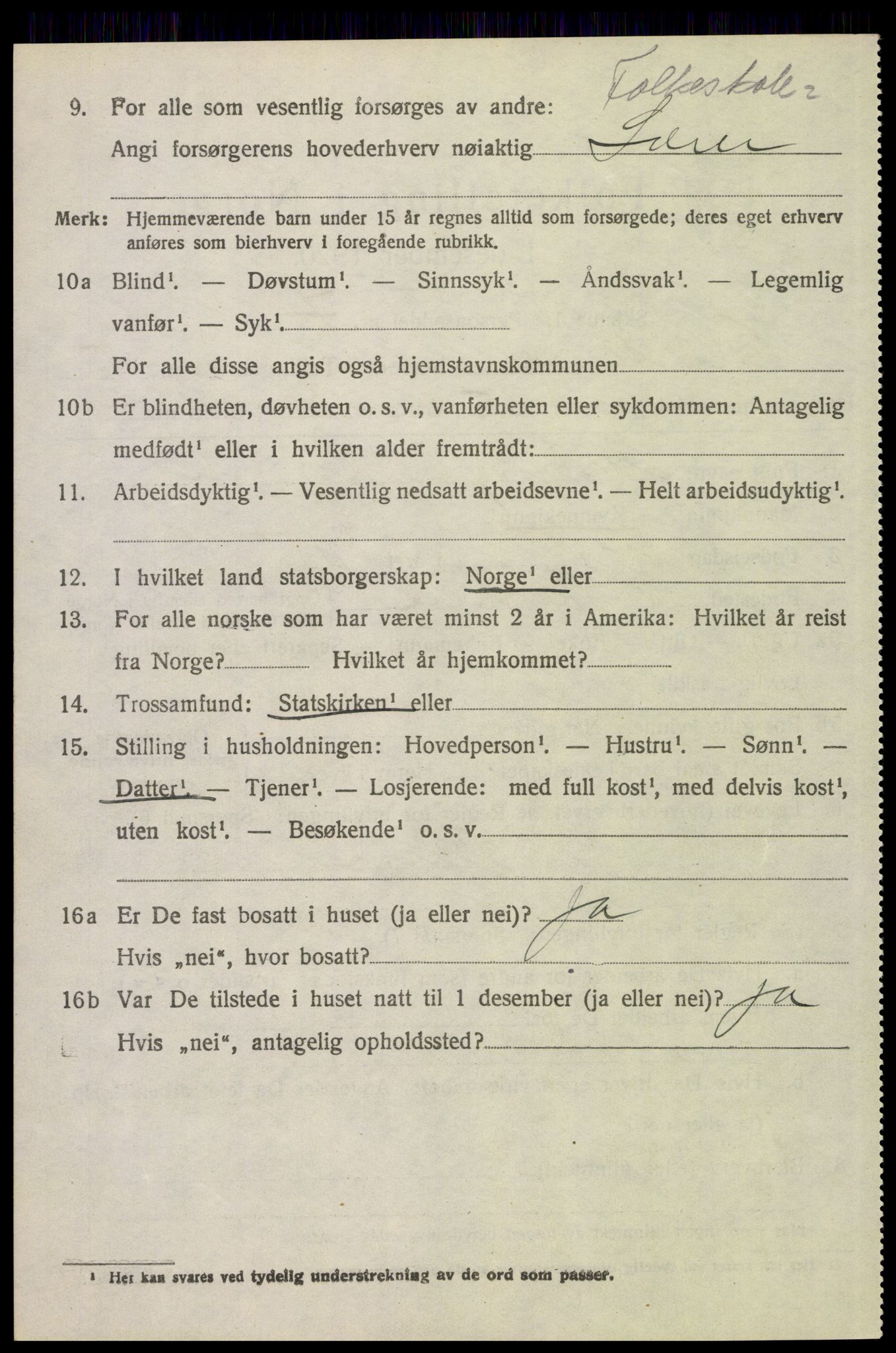 SAH, 1920 census for Kvikne, 1920, p. 2449