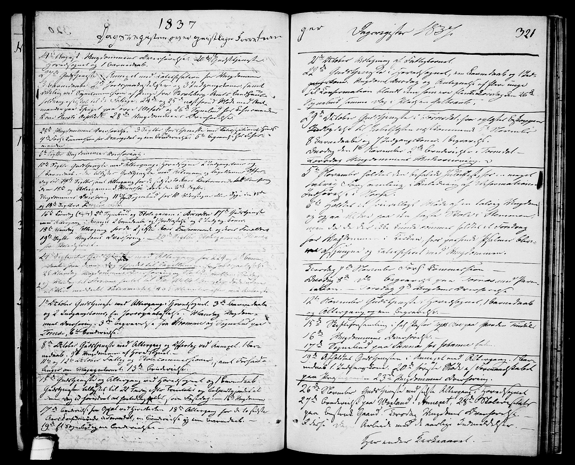 Drangedal kirkebøker, SAKO/A-258/F/Fa/L0006: Parish register (official) no. 6, 1831-1837, p. 321