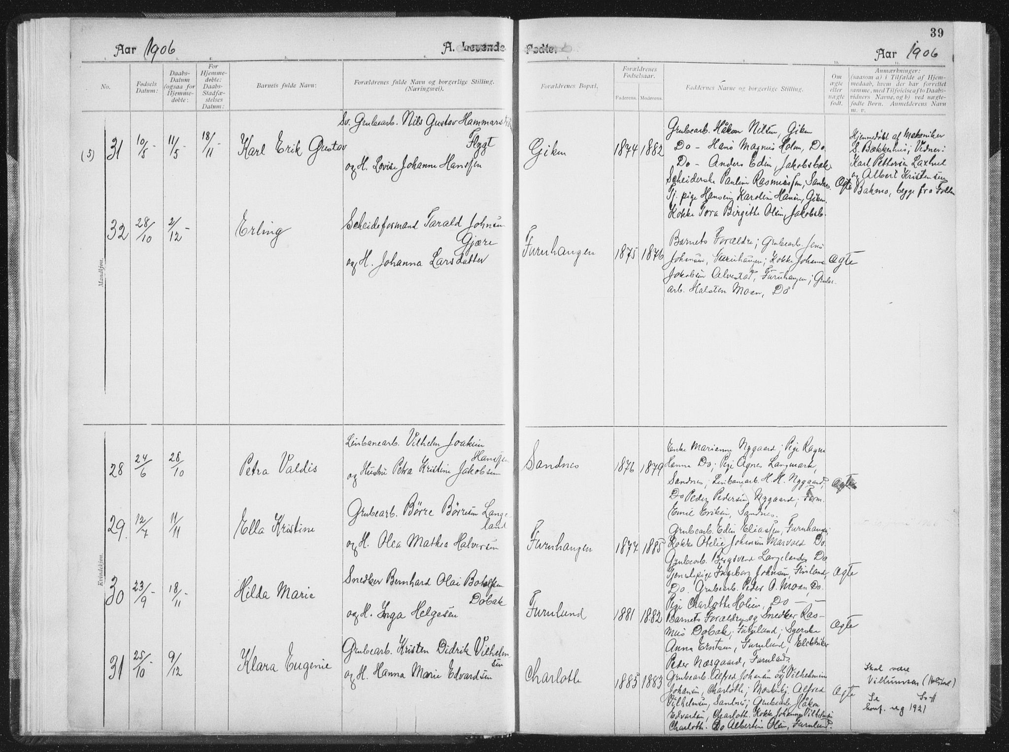 Ministerialprotokoller, klokkerbøker og fødselsregistre - Nordland, SAT/A-1459/850/L0711: Curate's parish register no. 850B01, 1902-1915, p. 39