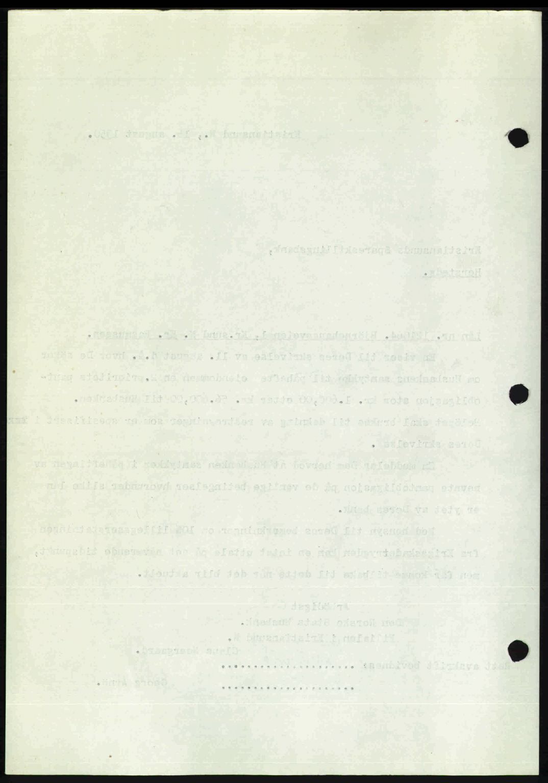 Kristiansund byfogd, AV/SAT-A-4587/A/27: Mortgage book no. 50, 1950-1950, Diary no: : 1327/1950