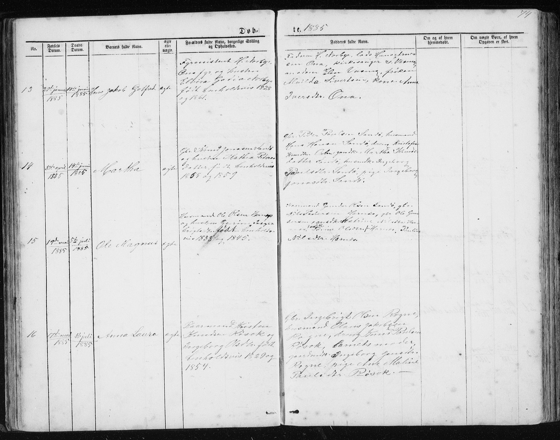 Ministerialprotokoller, klokkerbøker og fødselsregistre - Møre og Romsdal, AV/SAT-A-1454/561/L0732: Parish register (copy) no. 561C02, 1867-1900, p. 74