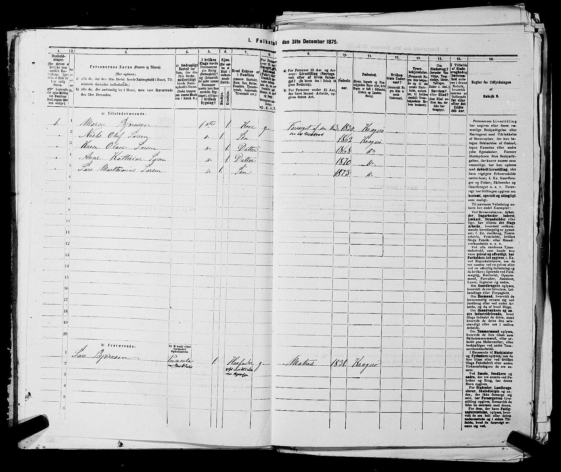 SAKO, 1875 census for 0801P Kragerø, 1875, p. 1144