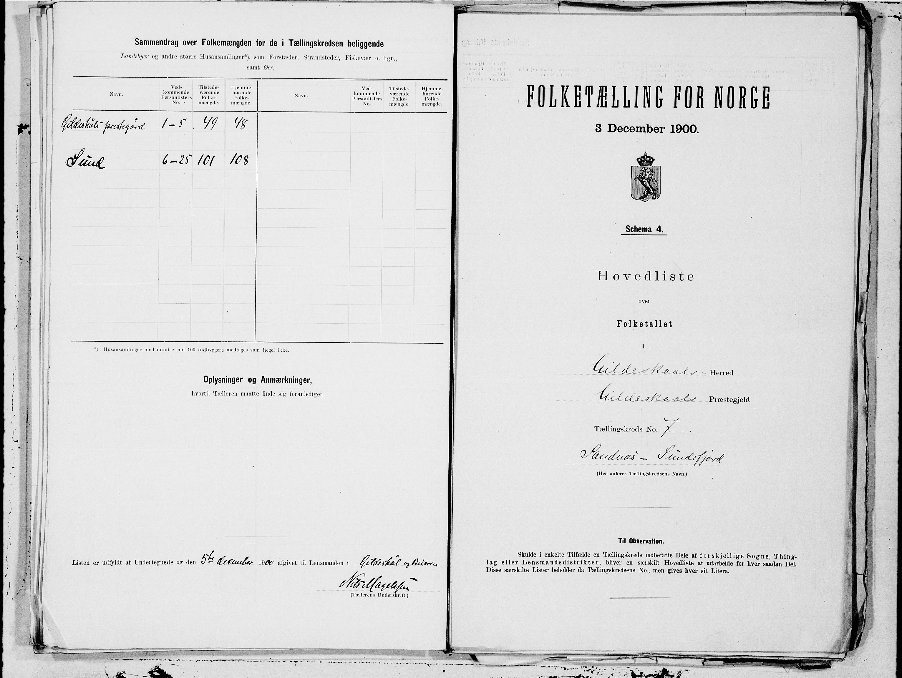 SAT, 1900 census for Gildeskål, 1900, p. 14